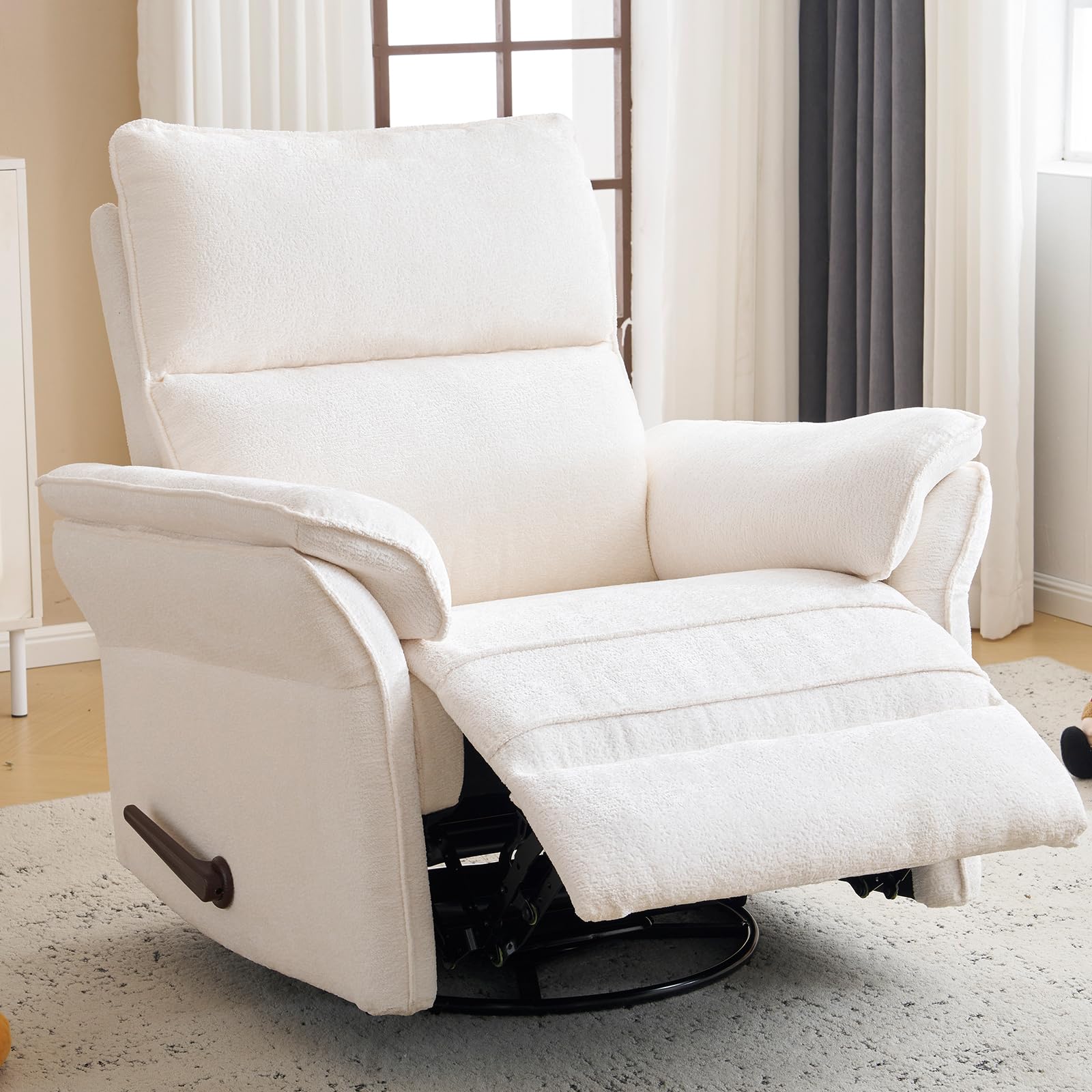 Rhevoy Oversized Recliner Chair, 24 inch Extra Wide 360 Swivel Rocker with Adjustable Headrest
