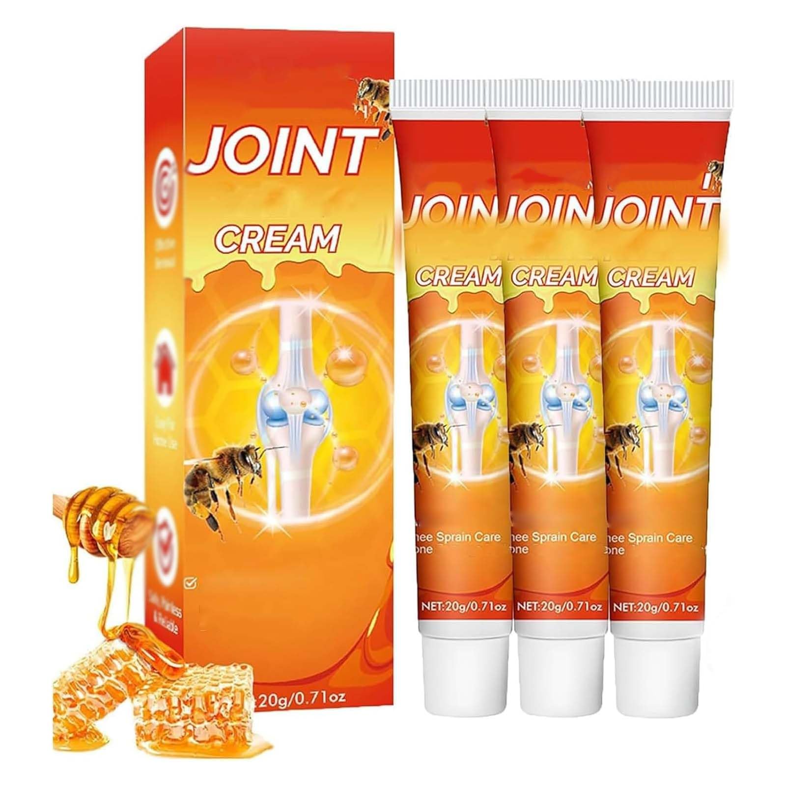 Strength Joint Re-LIEF Cream,Bee Venom Professional Care Gel,Advanced Comfort Gel for Knees Back Neck and Hands Non-Greasy Fast Absorbing (1) (3)