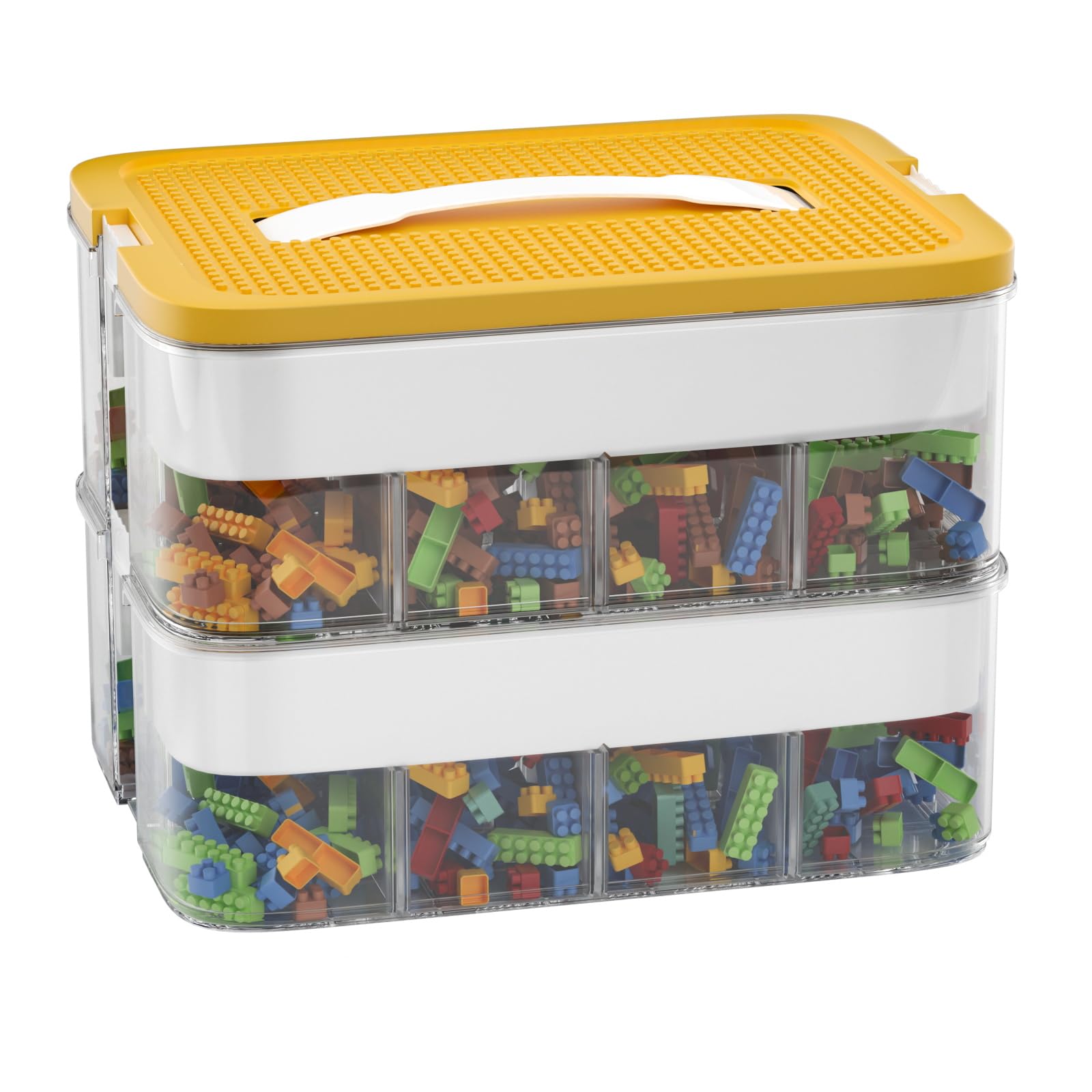 2-Layers Stackable Storage Boxes with Lids,for Lego Container,Toy Box — image 1