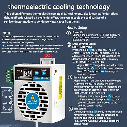 Miniatura 5 de Deshumidificador inteligente para tienda de campañacaja de crianza de mascotas, pequeños deshumidificadores que eliminan la humedad para cajas