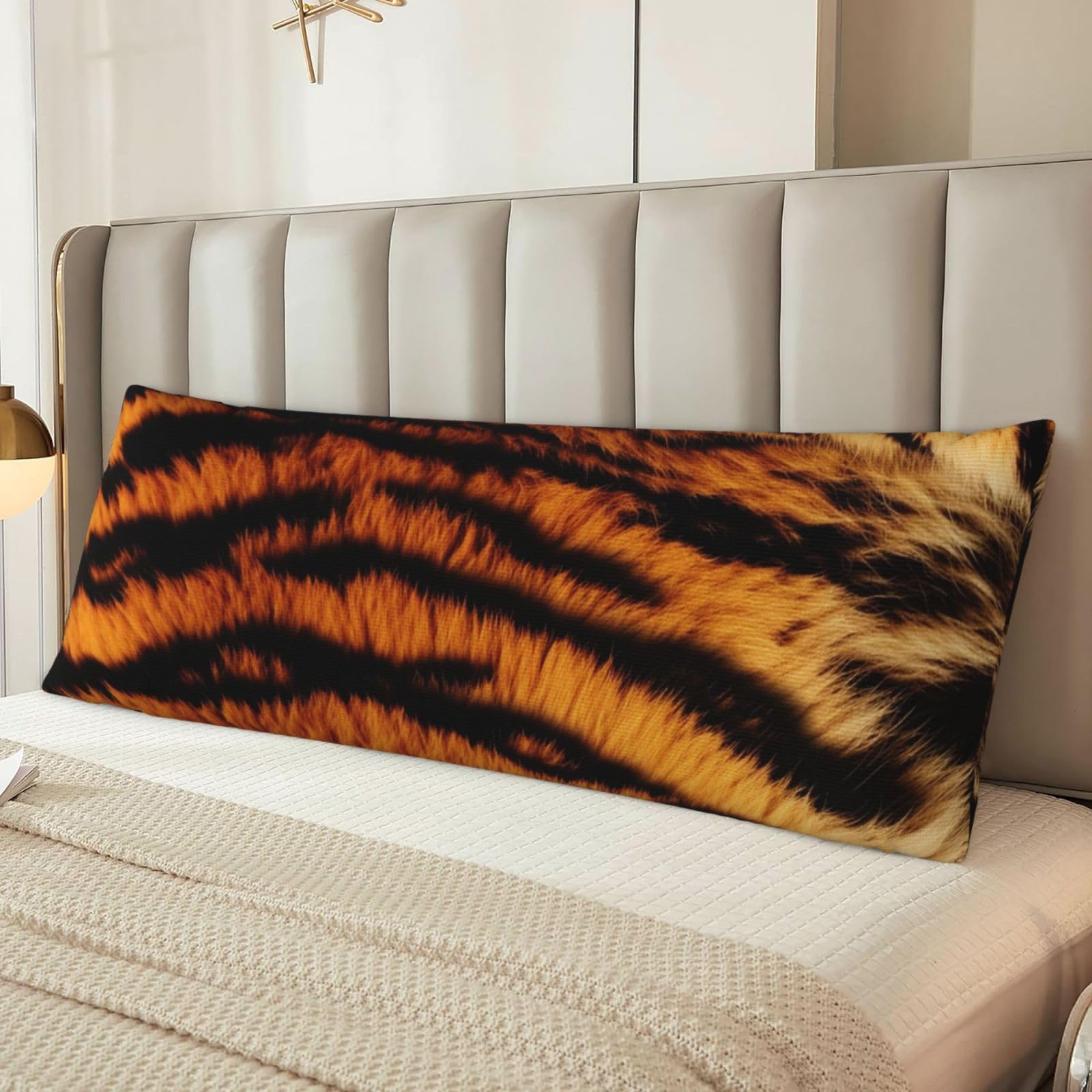Tiger Striped Pattern Body Pillow Case Cover, Microfiber Long Pillow Cases, Ultra Soft and Cozy Plush Body Pillowcase Decorative Long Bed Pillow Cover for Sleeping 20x54 Inches