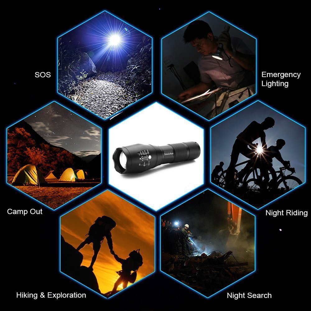 KEEPXYZ TC1200 Military Grade 2000 Lumen 5 Mode LED Tactical Flashlight Torch for Hurricane Camping Biking Hiking Home Emergency,2 Pack