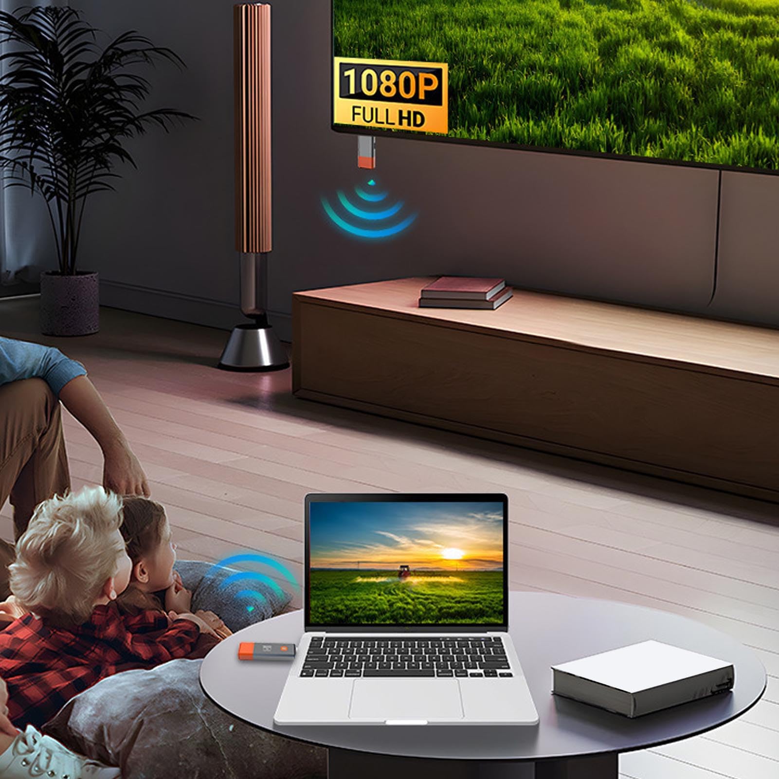 Bezprzewodowy Nadajnik i Odbiornik HDMI, Bezprzewodowy Przedłużacz HDMI Wbudowany w antenę, 1920x1080pat.60Hz 5G Audio Tarferey Odbiornik Audio