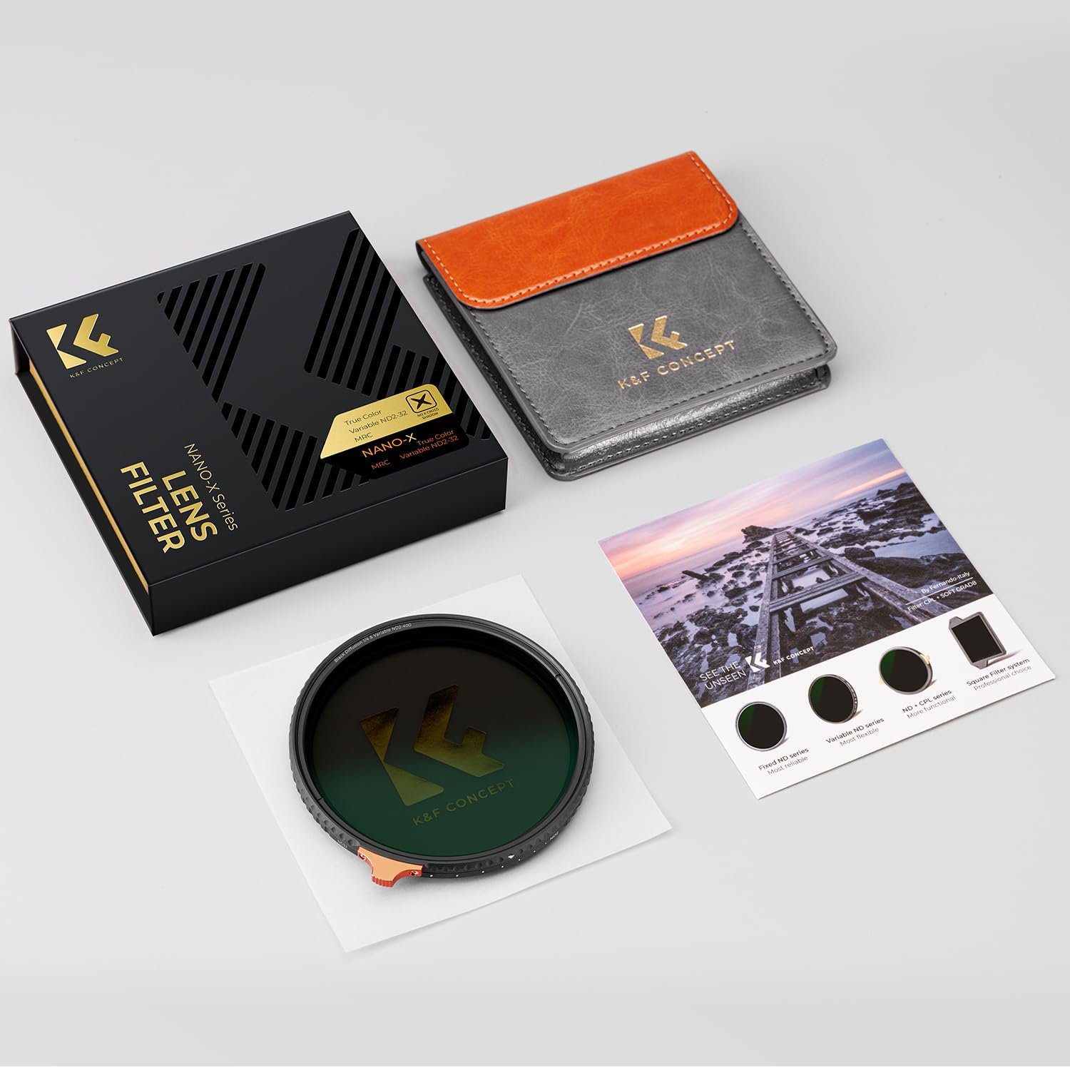 K&F CONCEPT Filtre 77mm ND2-32 Variable 1-5 Stops True Color Aucune Déformation des Couleurs Pas Croix Noire pour Objectif Appareil Photo