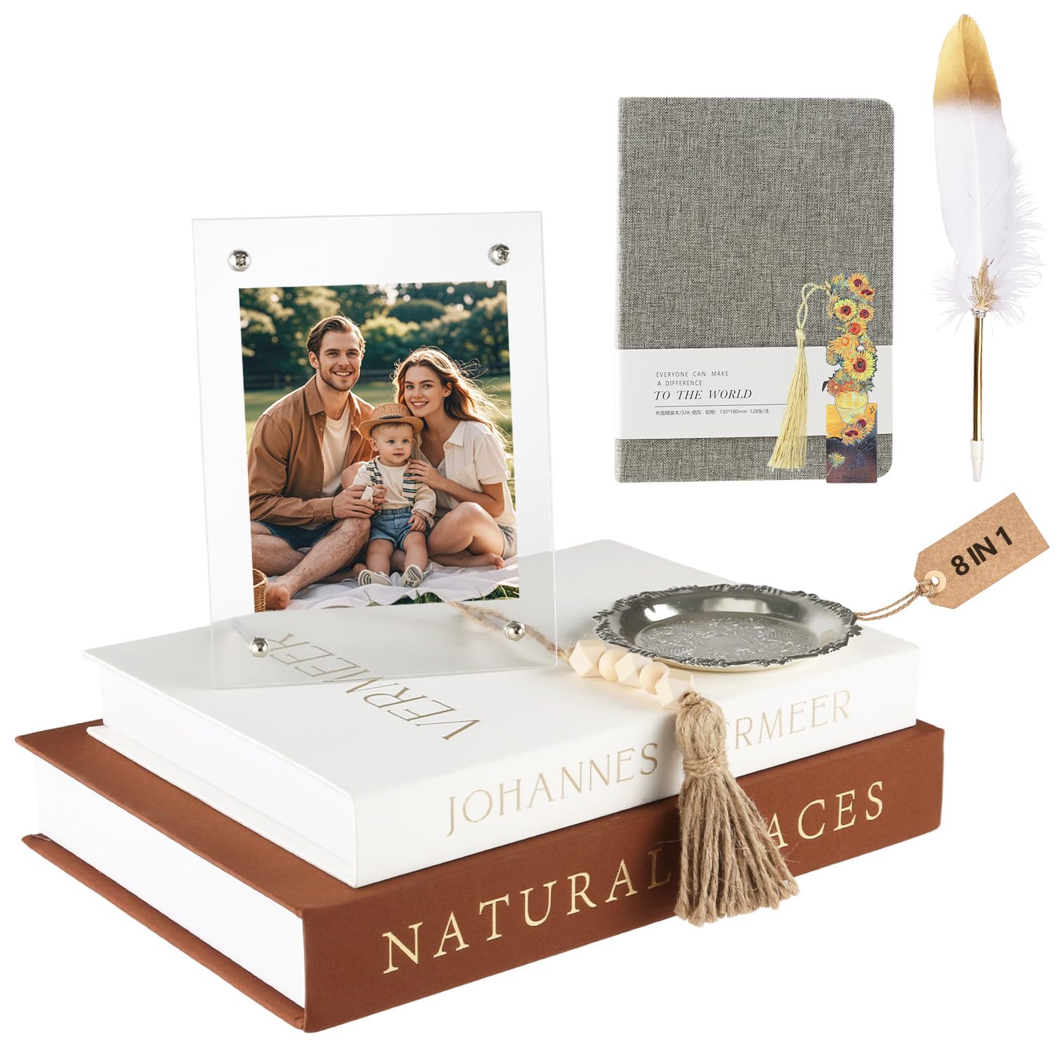 MIELIA Juego de libros decorativos: 2 libros de lino sintético para decoración de mesa de café y estantería, detalles estéticos para el hogar para decoración moderna del hogar, almacenamiento de fotos