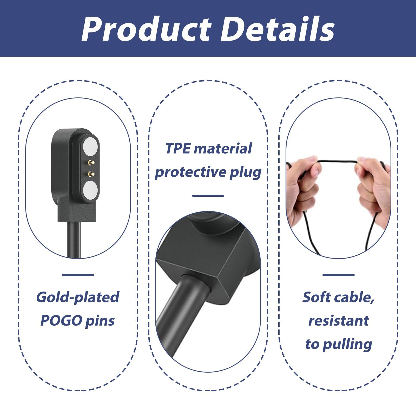 2 Pièces Chargeur Montre Connectée Universel 2 Pins 2,84mm