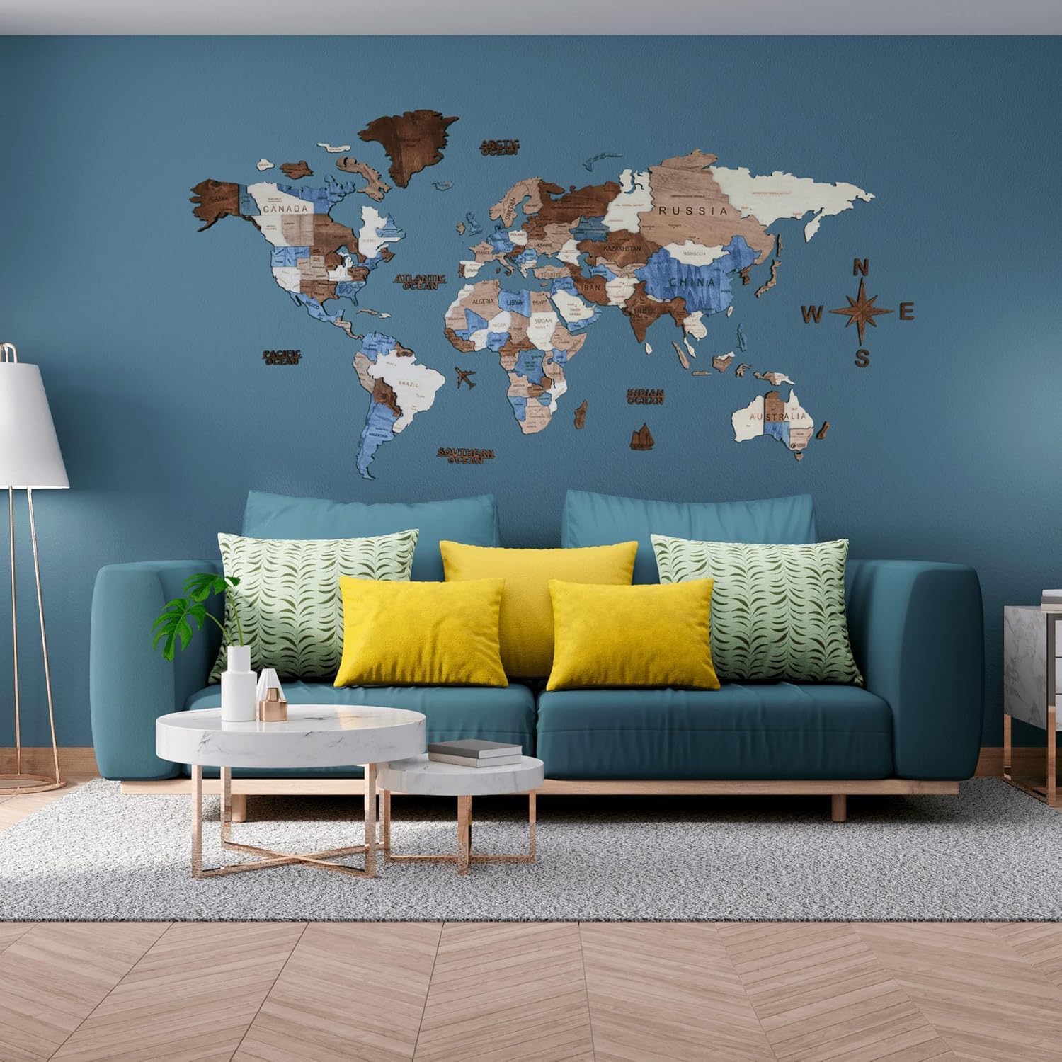 Wooden World Map 3D Wall Decor, Wall Art, Home & Office Decoration