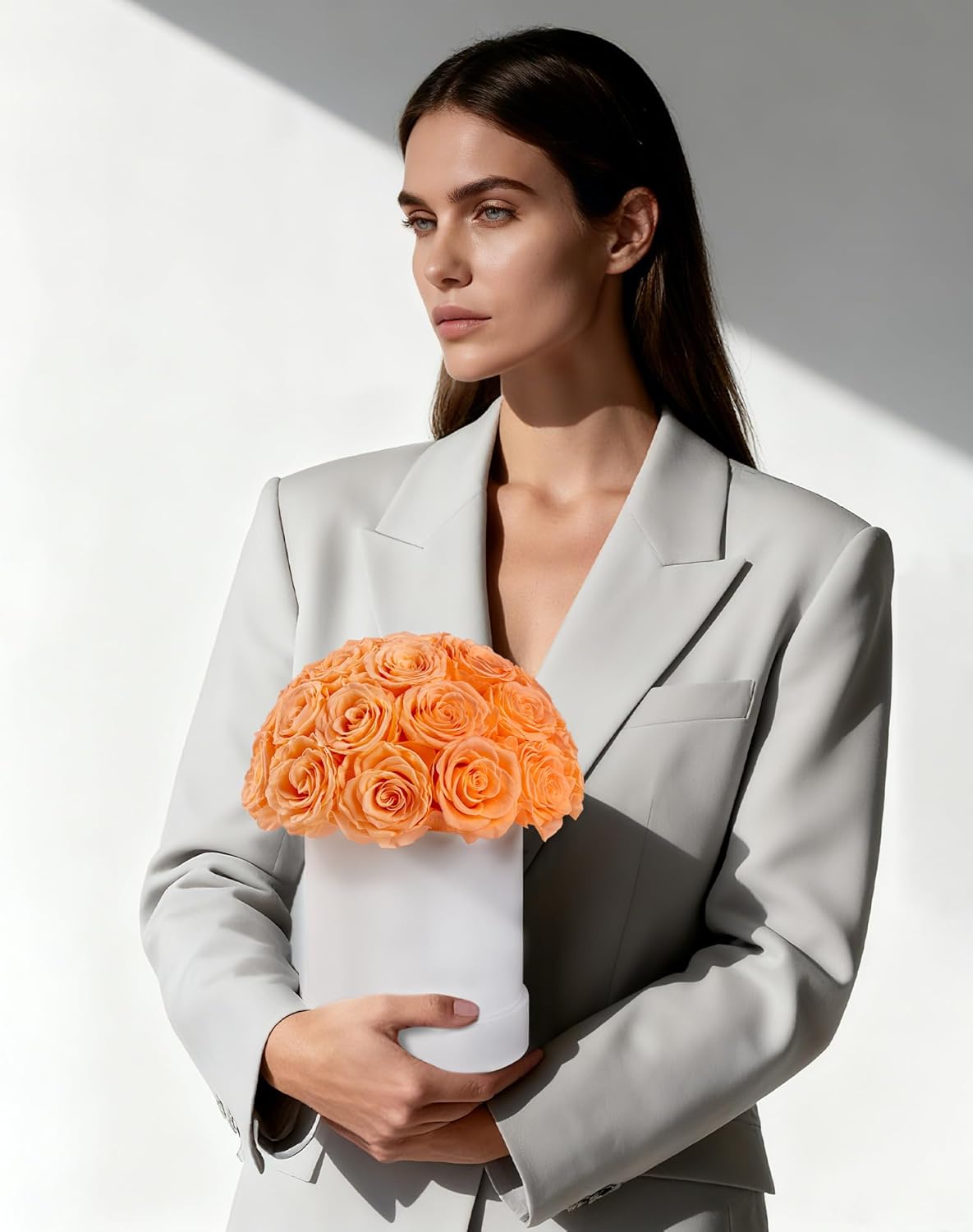 27 Forever Roses Dome in Luxury White Box, Eternal Real Roses Birthday Gifts for Women, Preserved Flowers for Delivery Prime, Anniversary, Valentine's Day, Mothers Day for Mom (Champagne) - Image 4