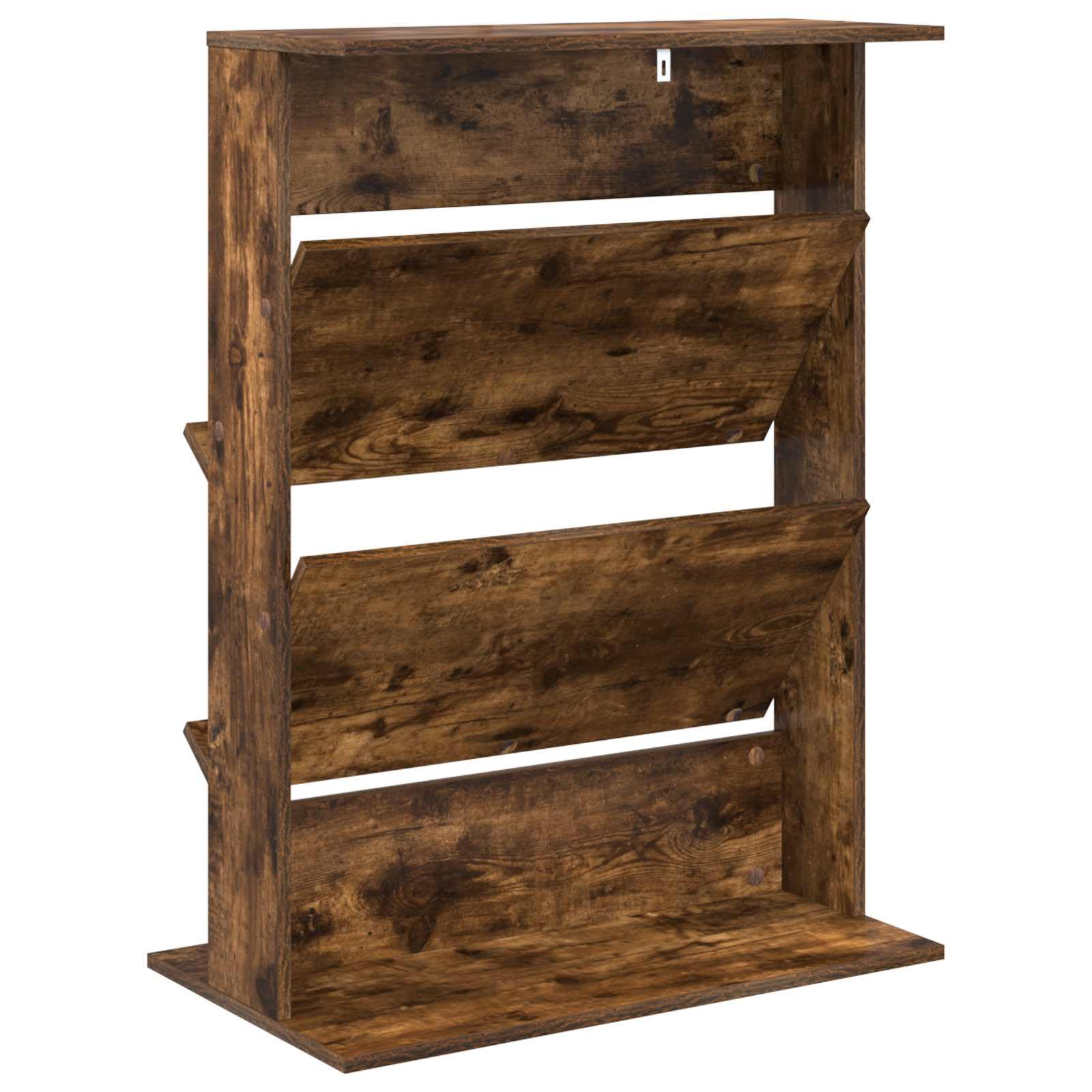 Regał na magazynek z materiału drewnopochodnego w kolorze wędzonego dębu, 70 x 41 x 96 cm, z 2 półkami do przechowywania mediów, salonu, biura, wszechstronny, trwały, nowoczesny design