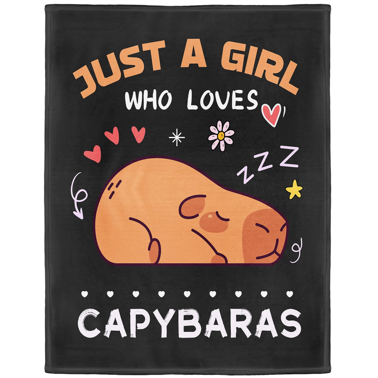 YISUMEI Capybara Fleece Throw Blanket, Just A Girl Who Loves Capybaras Design, Gift for Girls Women Kids, 125 x 150 cm, Black