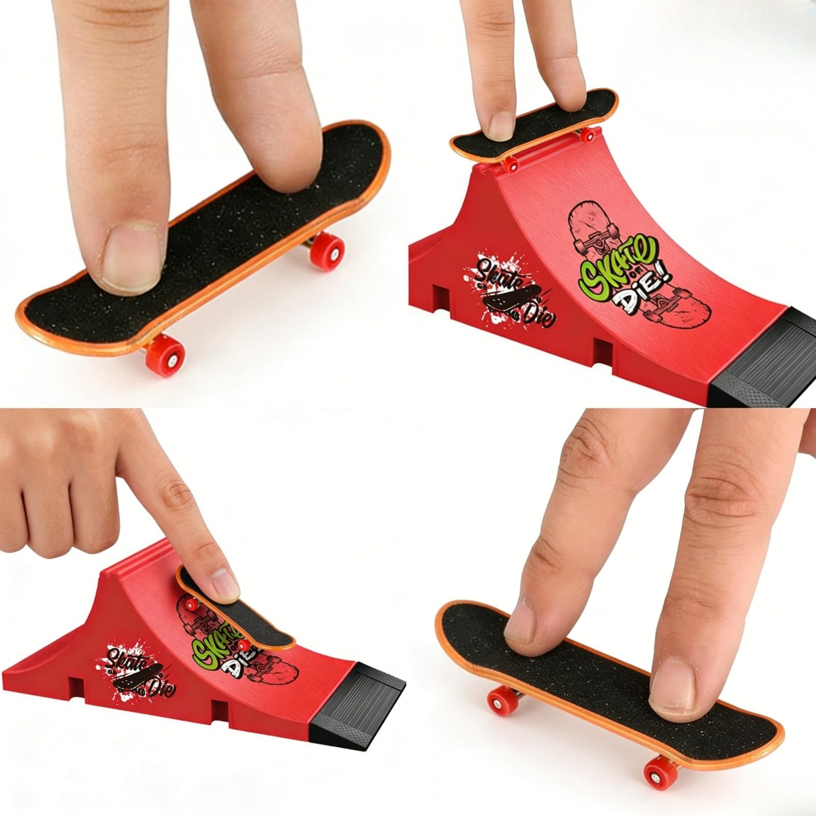 Set di Fingerboard e Rampa, Mini Skateboard da Dita con Rampa e Accessori, Fai da te Tech Deck Fingerboard Park Kit Regalo per Bambini (E)