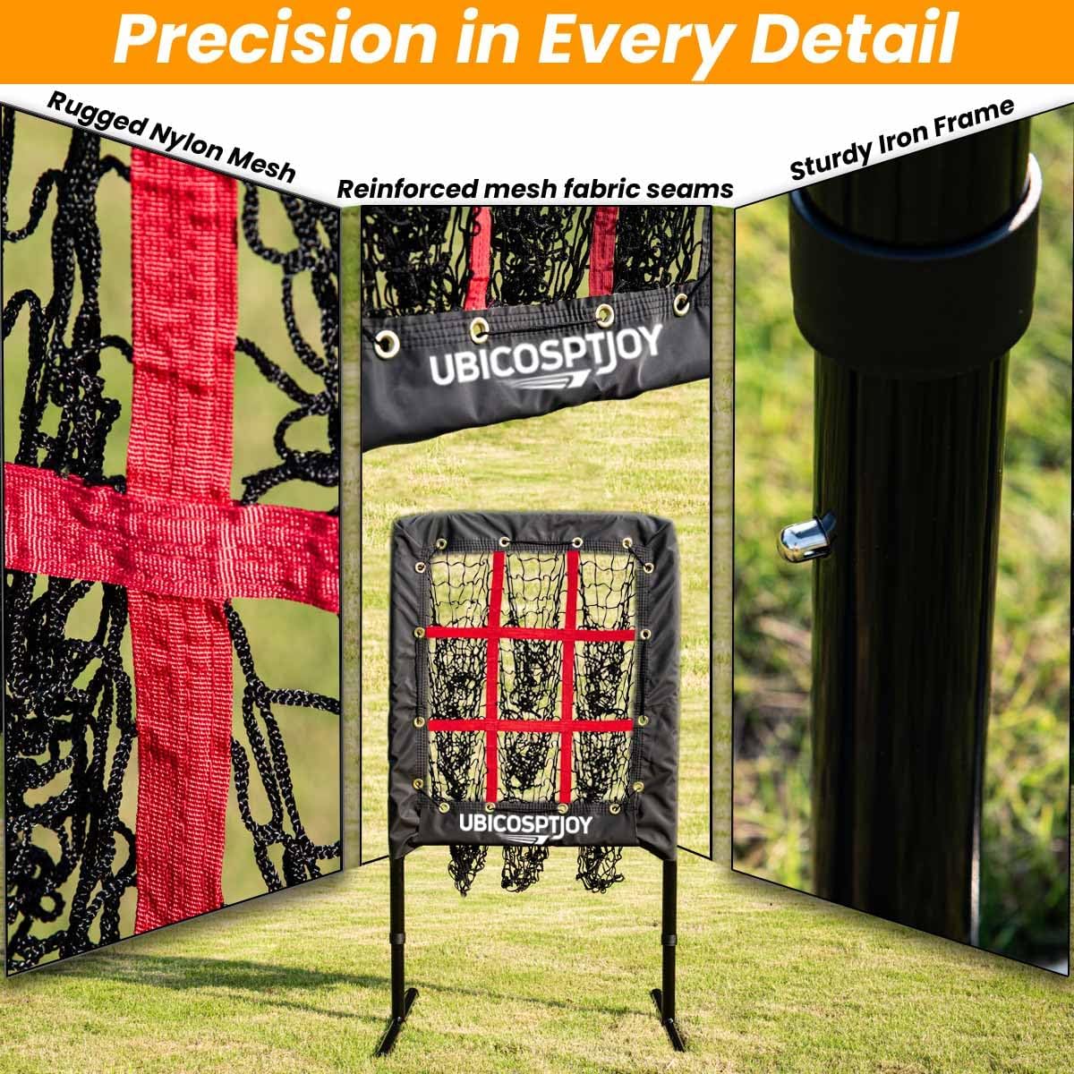 9 Hole Pitching Net with Strike Zone, Improve Baseball Softball Accuracy Training, Adjust Height to 45 Inches, Portable Set up, Indoor Outdoor Practice for Beginner and Professional