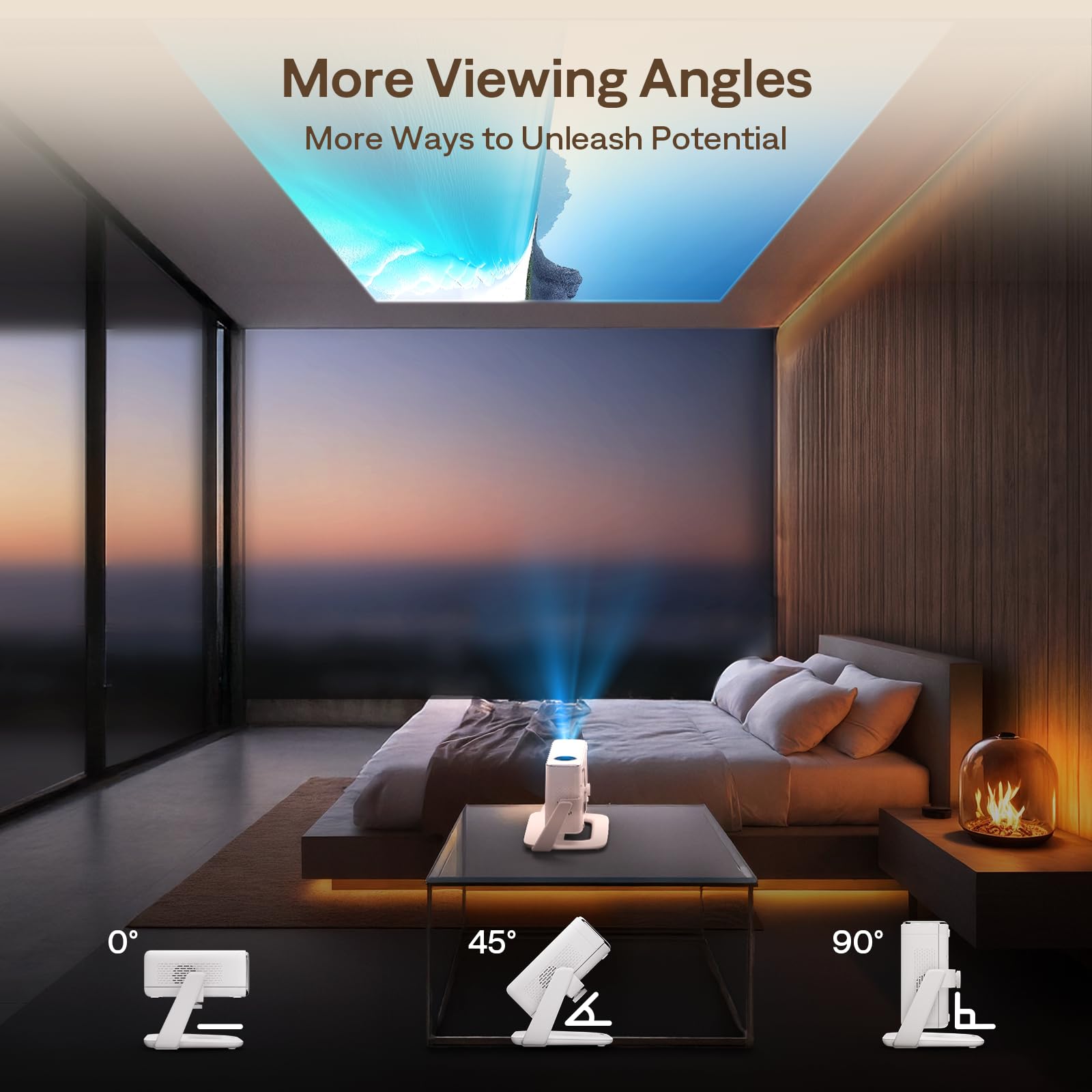 Aurzen Supporto per Proiettore con Staffa Multi-angolo, Rotazione a 180°, Compatibile con EAZZE D1/D1G/D1 Pro, TMY, HAPPRUN, Yaber, Epson e la Maggior Parte dei Proiettori (vite da ¼ di pollice)