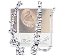 Algopix Similar Product 17 - 7 Crystals Ear Cuffs Hoop Climber S925