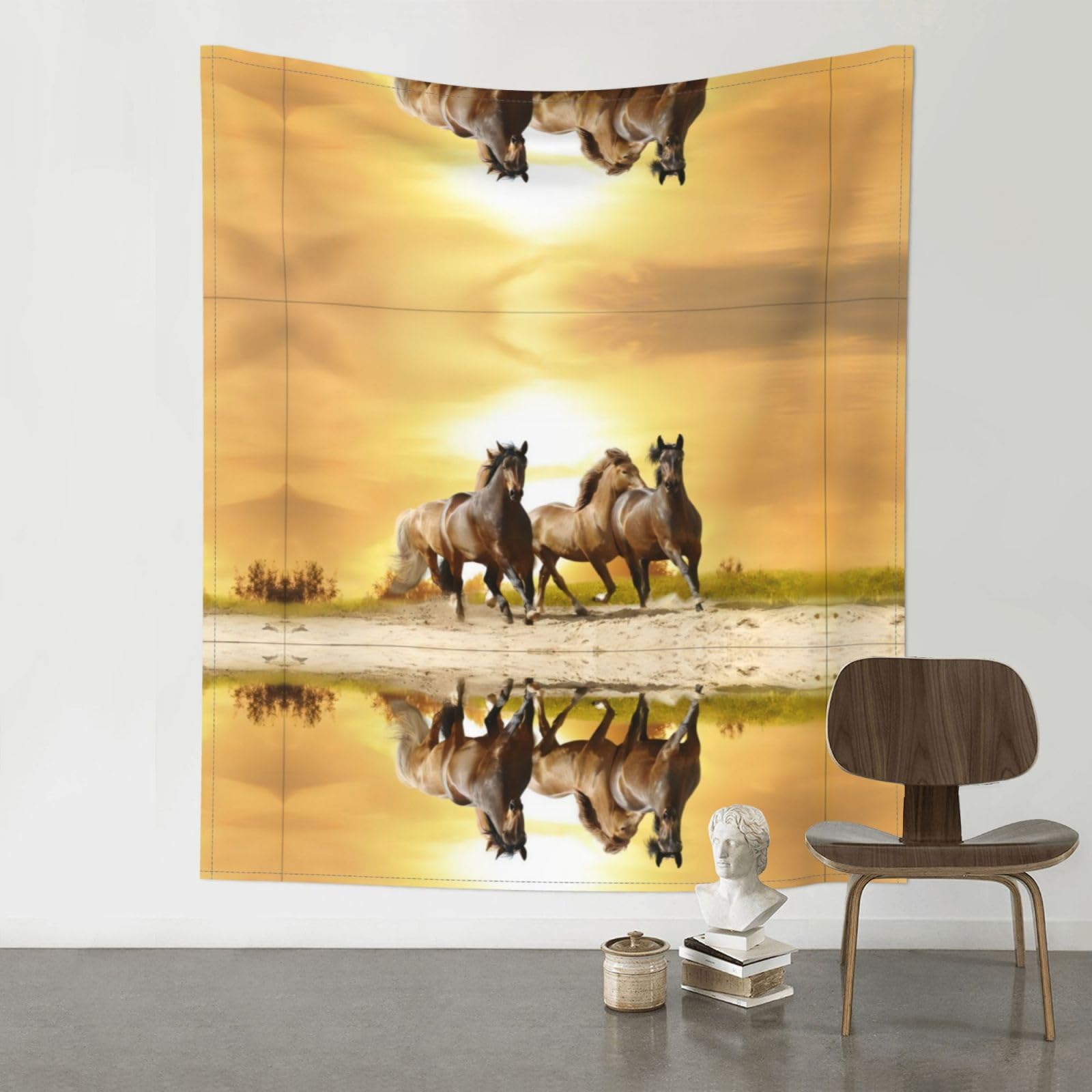 YYHWHJDE Horse Prints 60x51in Wall Tapestry – High-Grade Polyester Throw for Dorm, Beach & Home Decor