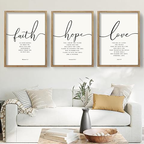 Set of 3 Framed Farmhouse Bible Verses Wall Decor Signs 11"x14"