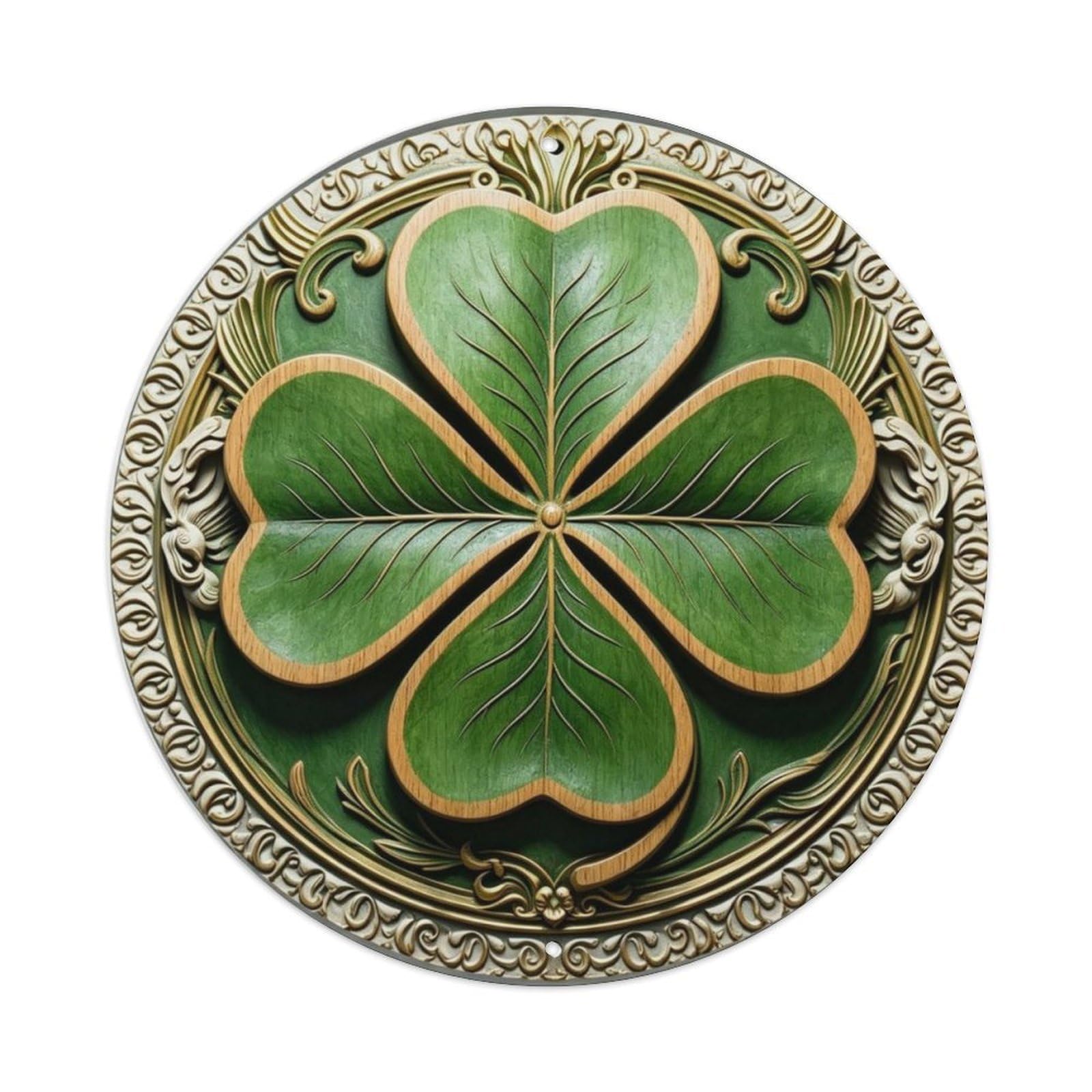 Irish Three Leaf Clover Shamrock 3D Good Luck Metal Tin Sign Plaque