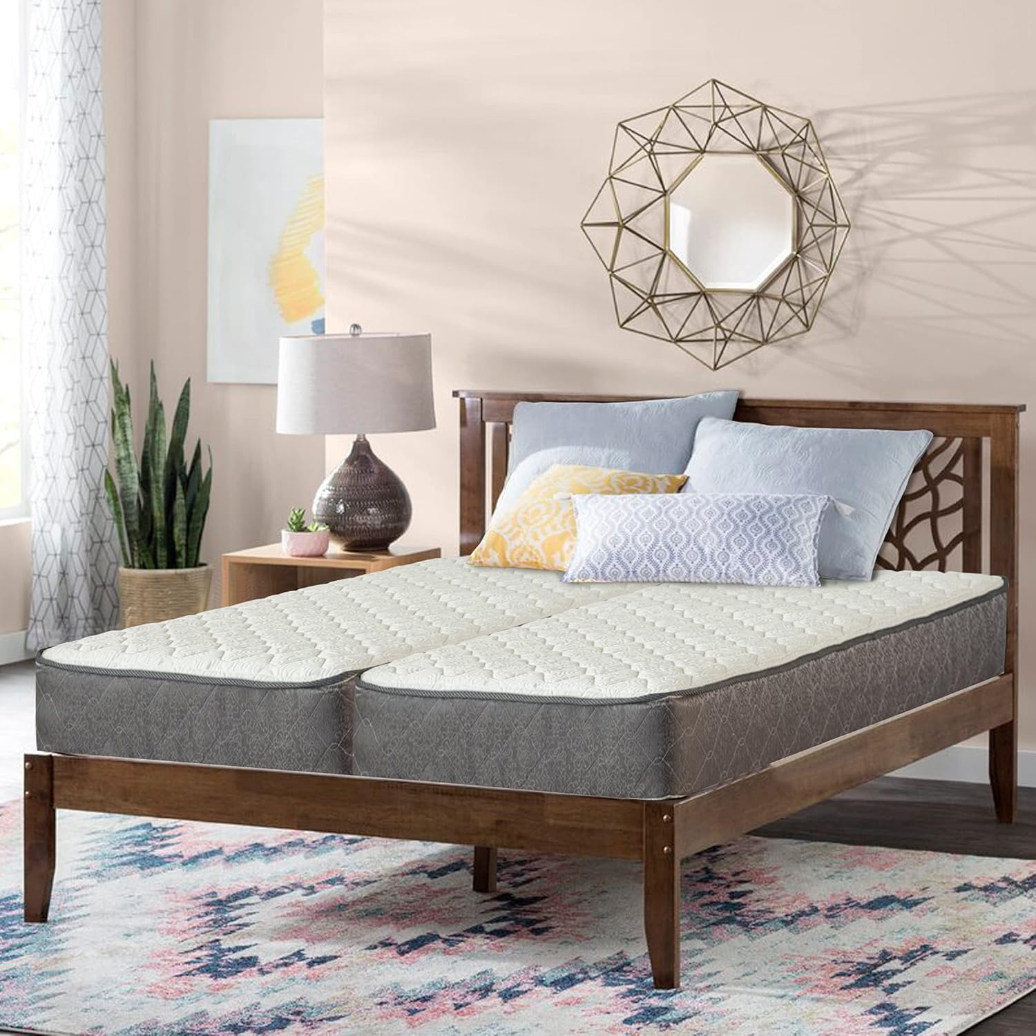 Mielmoon 8-Inch Soft-Firm Mattress Split for Adjustable Bed, Split Half Queen Only 80x30,Individual Pocketed Enhaced Support (80"x30" Individual)