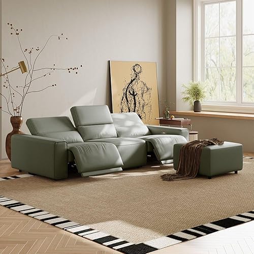 Miniatura 3 de POVISON - Sofá reclinable eléctrico de 138 pulgadas, sofá reclinable eléctrico de cuero con respaldo eléctrico y reposapiés, sofá modular para sala