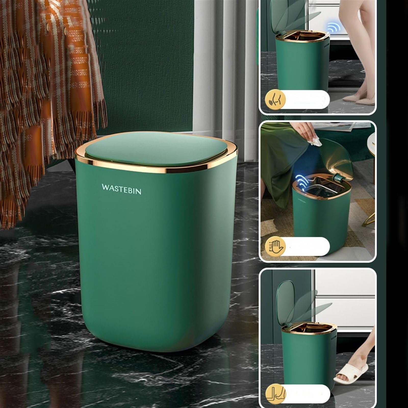 Cestino Pattumiera Soggiorno Camera da Letto Cestino for la Carta igienica Bagno con Coperchio Pattumiera for Interni Papeleras para Cocina(A)