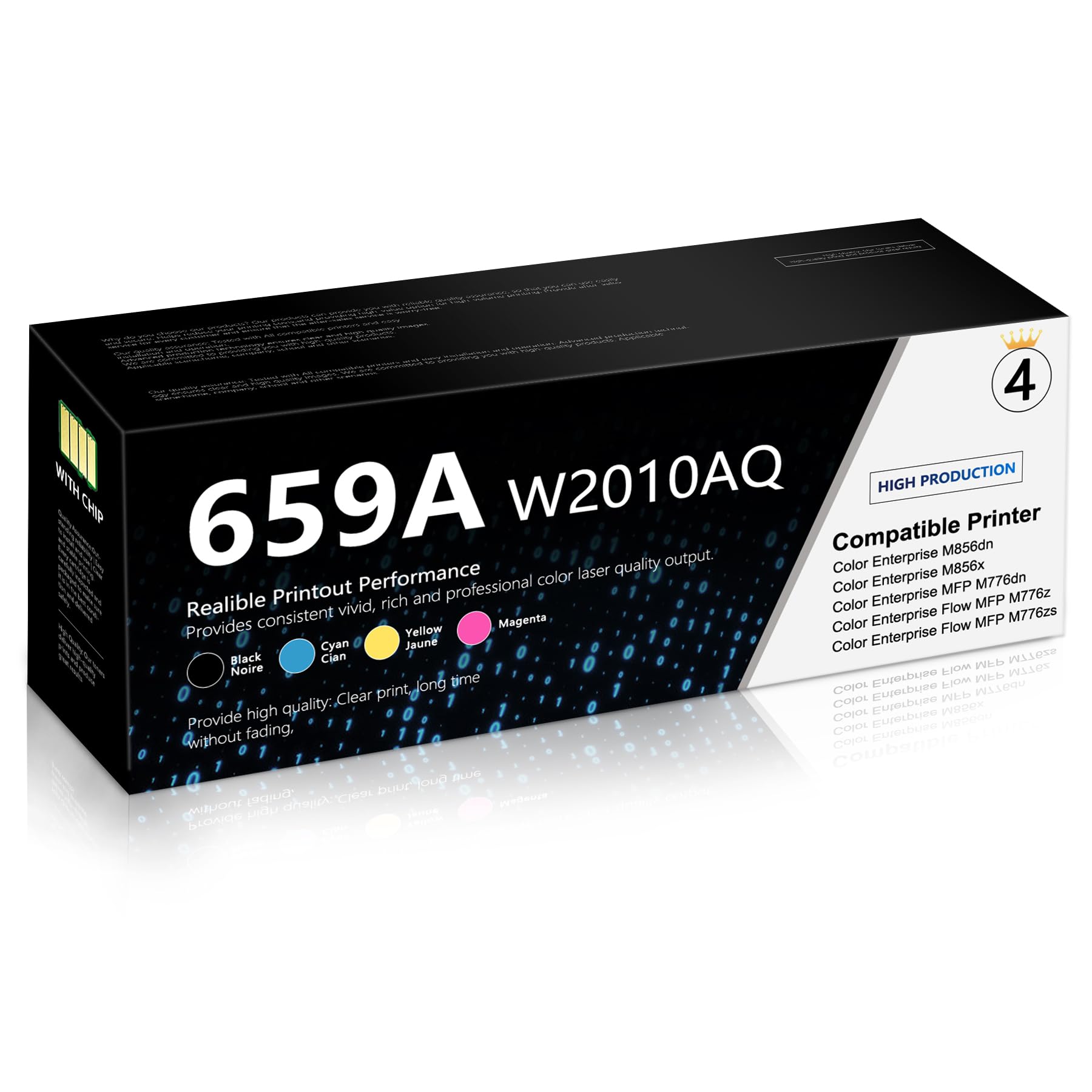 659A Toner Cartridge Set 4 Pack High Yield Replacement for HP 659A Works with Color Enterprise M856 Color Enterprise MFP M776 Series W2010A W2011A