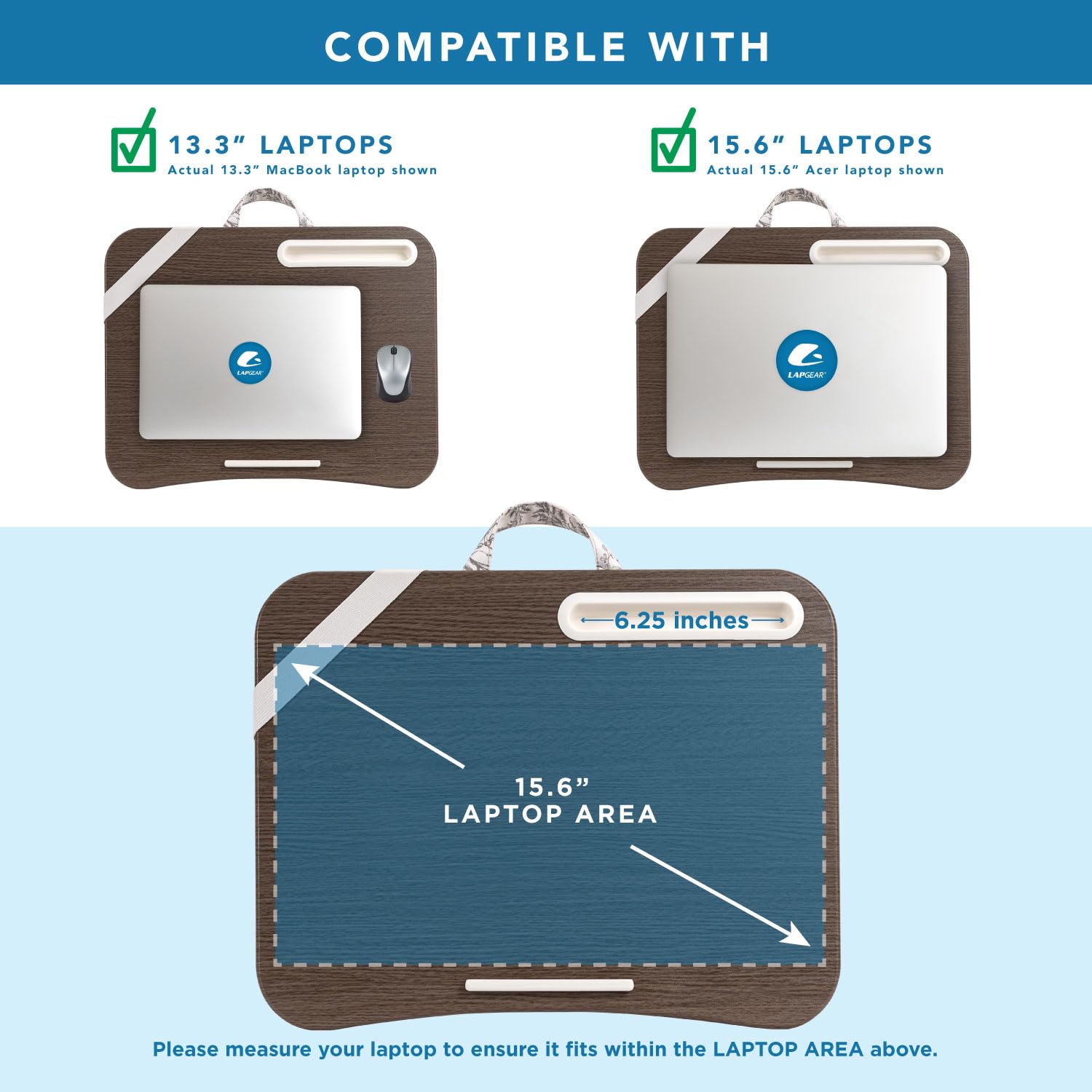 LAPGEAR Scrivania per laptop con supporto per telefono e fermo per dispositivo, motivo colibrì, adatta per computer portatili fino a 15,6 pollici, modello n. 45413