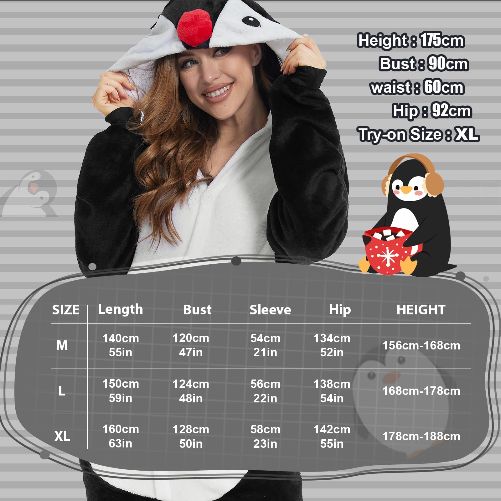 JONRRYIN Pijamas de Animales para Adultos, Unisex Pijama Entero Mujer con Máscaras de Animales, Pijama Mono Onesie Invierno Traje de Cosplay, Disfraz de Animales para Carnaval