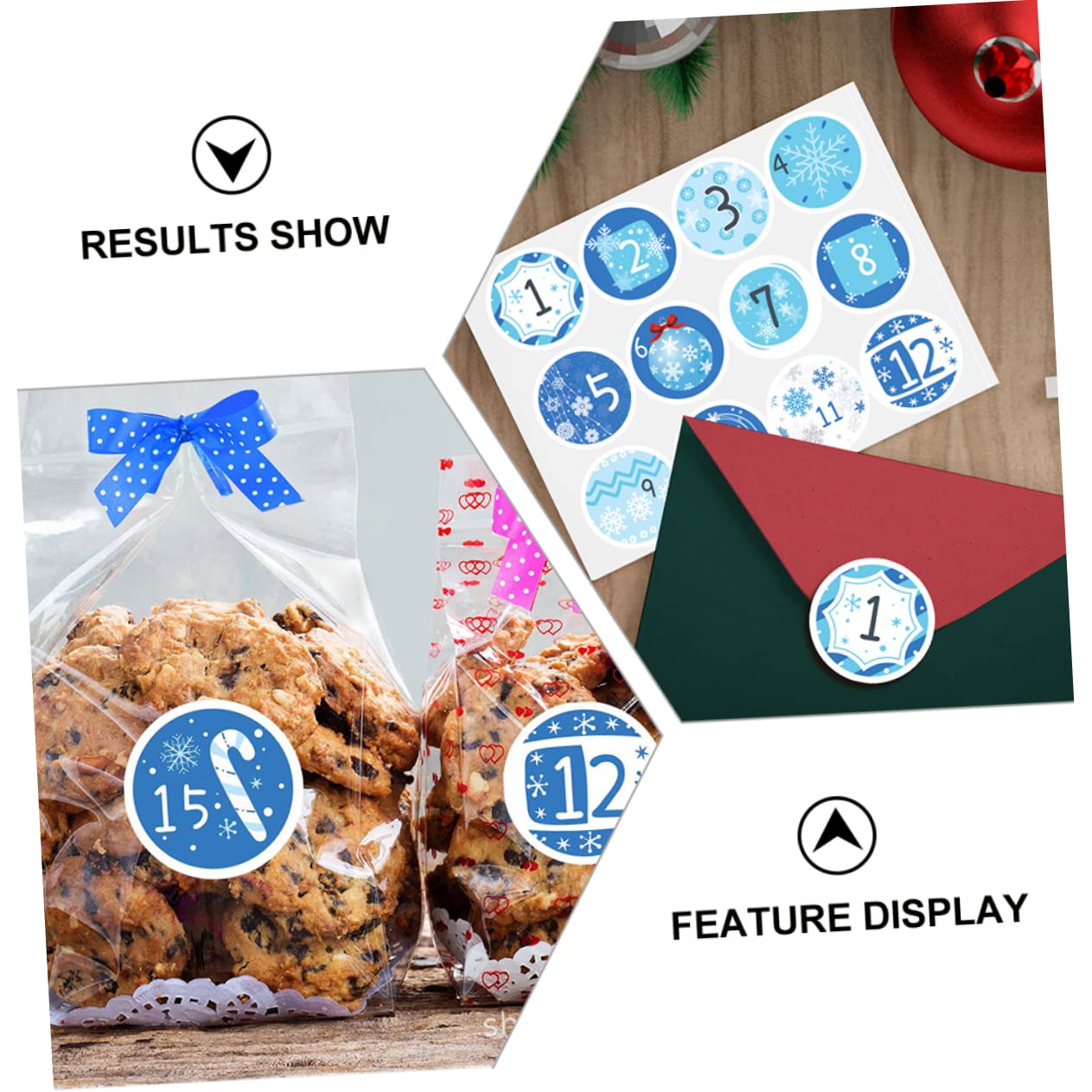 PRETYZOOM 160 Blatt Weihnachtskalender-Aufkleber Weihnachts-Countdown-Kalender Keks-Geschenktüten adventskalenderaufkleber weihnachtskalender aufkleber Weihnachtsgeschenkanhänger Blue