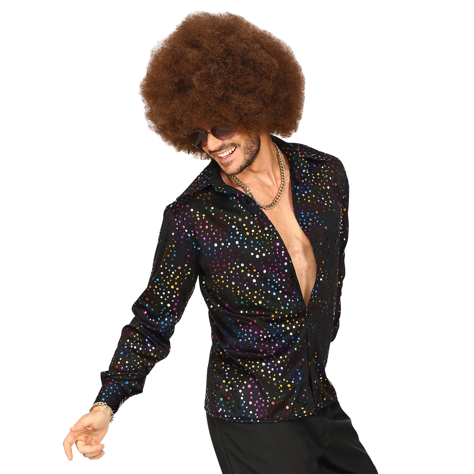 W WIDMANN MILANO Party Fashion - Camicia disco anni '70 da uomo, camicia costume retrò per carnevale, feste a tema