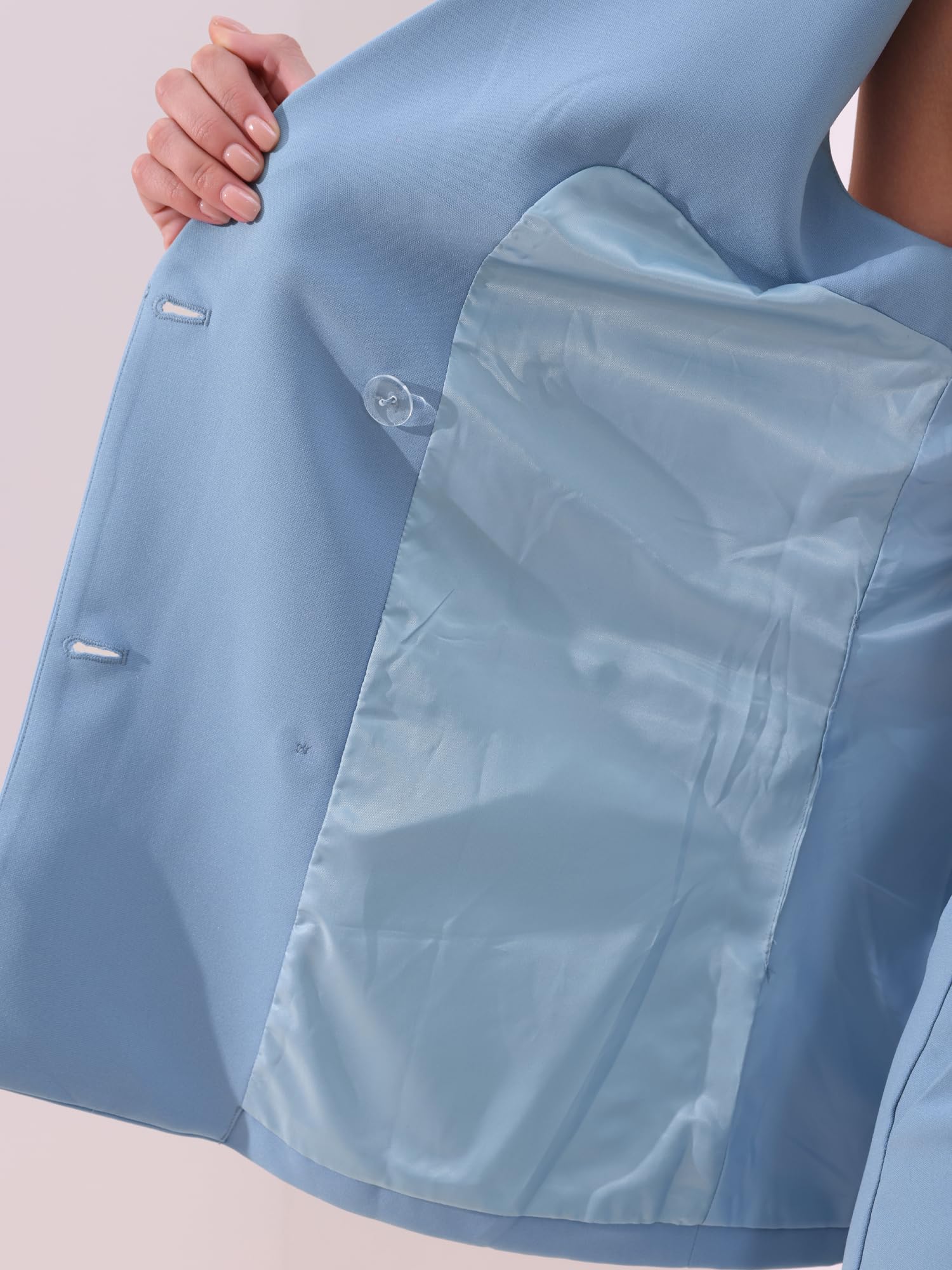 Allegra K Femme Ensemble Short Veste Blazer sans Manches Tailleur | Coupe Légère avec 2 Poches Rabat et Poches Latérales Silhouette Flatteuse pour Toutes Morphologies