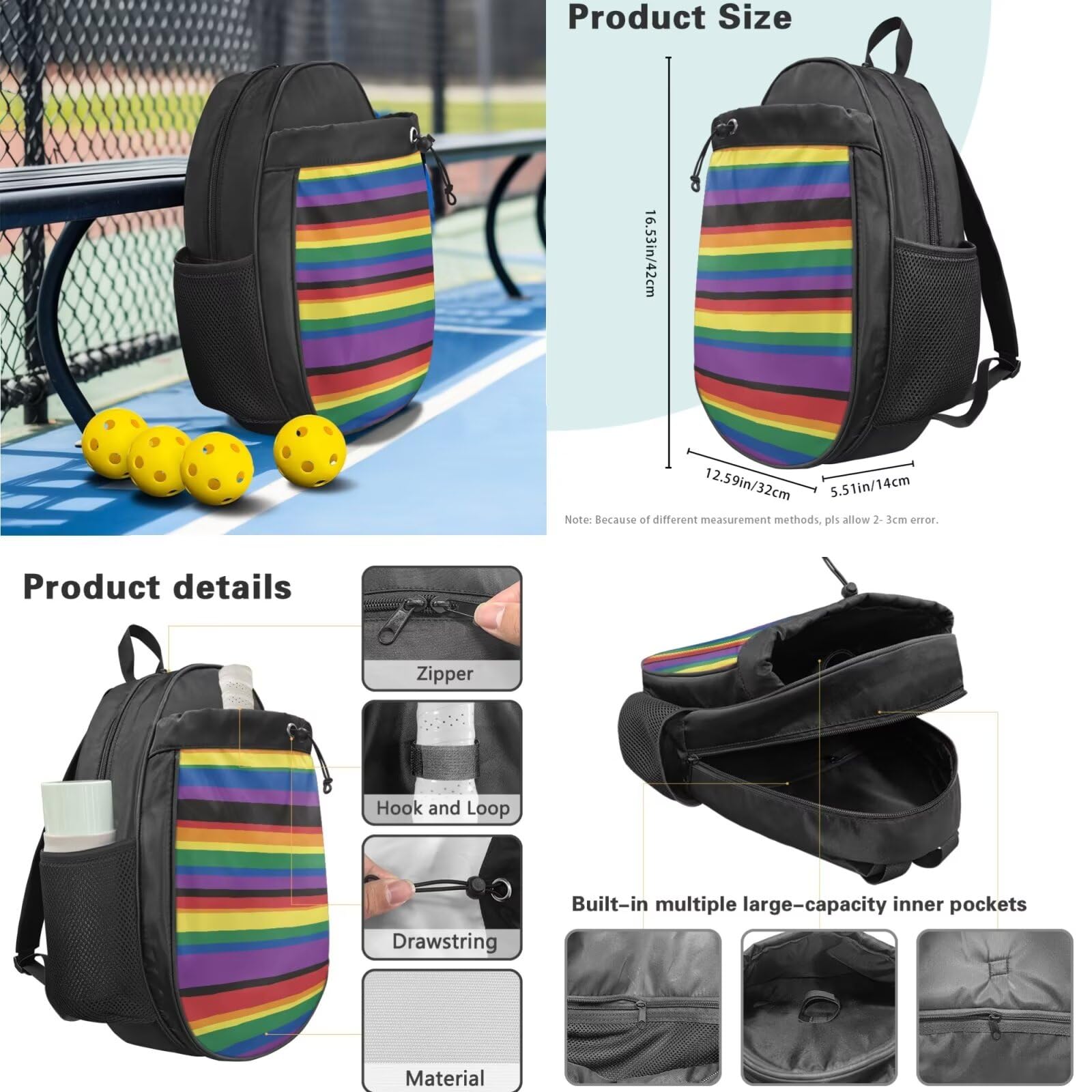Set 2 in 1 per pickleball, borse da pickleball, borsa tote per pickleball, ideale come regalo per principianti