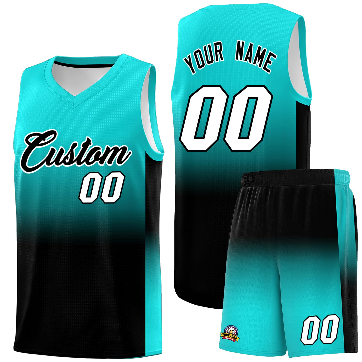 KXK Personalized Gradient Basketball Jersey Shorts Printed Team Jersey with Name Number for Men Youth Basketball Uniform