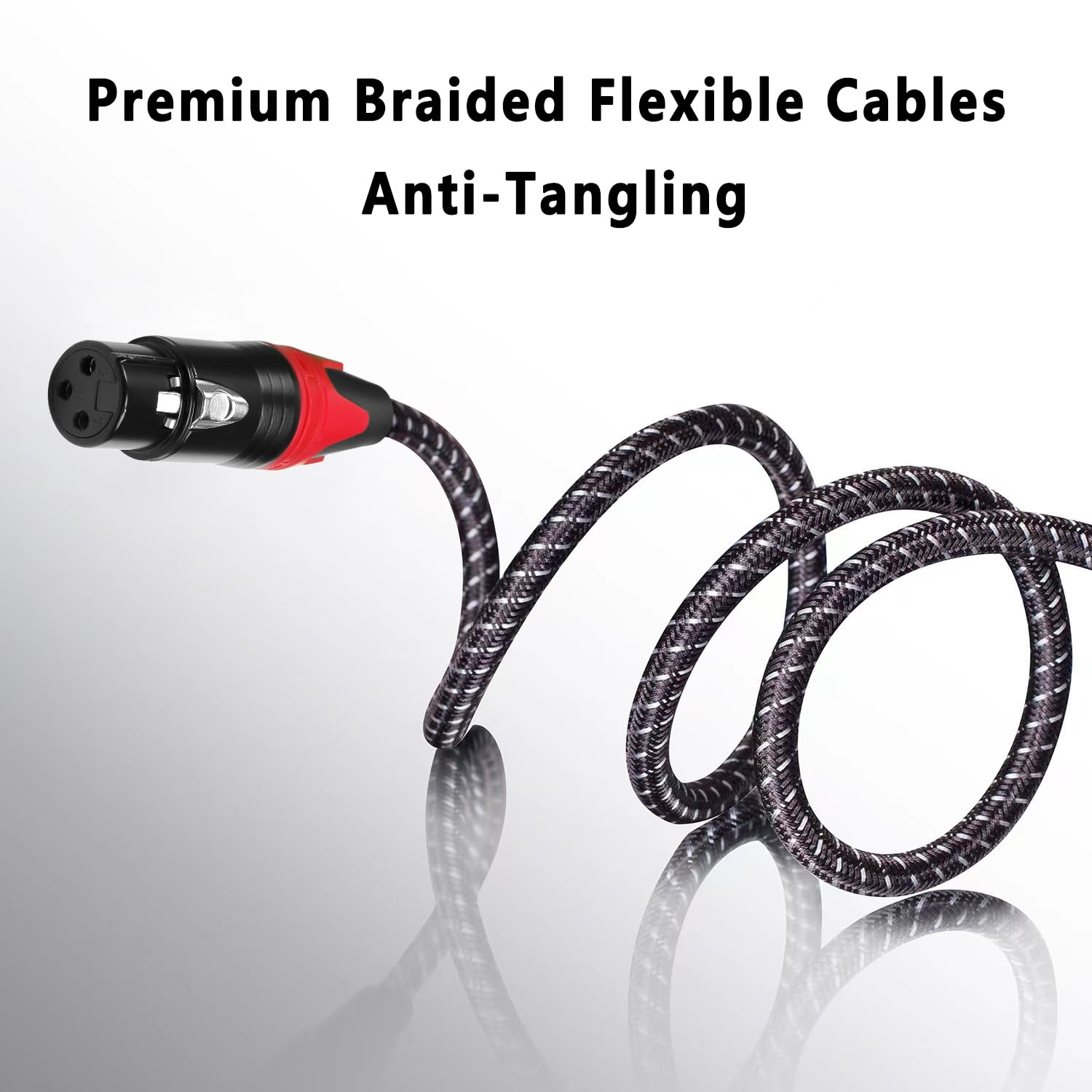 Lot de 2 câbles XLR tressés avec code couleur rouge de qualité supérieure, anti-enchevêtrement, 1,8 m, pour microphone DJ