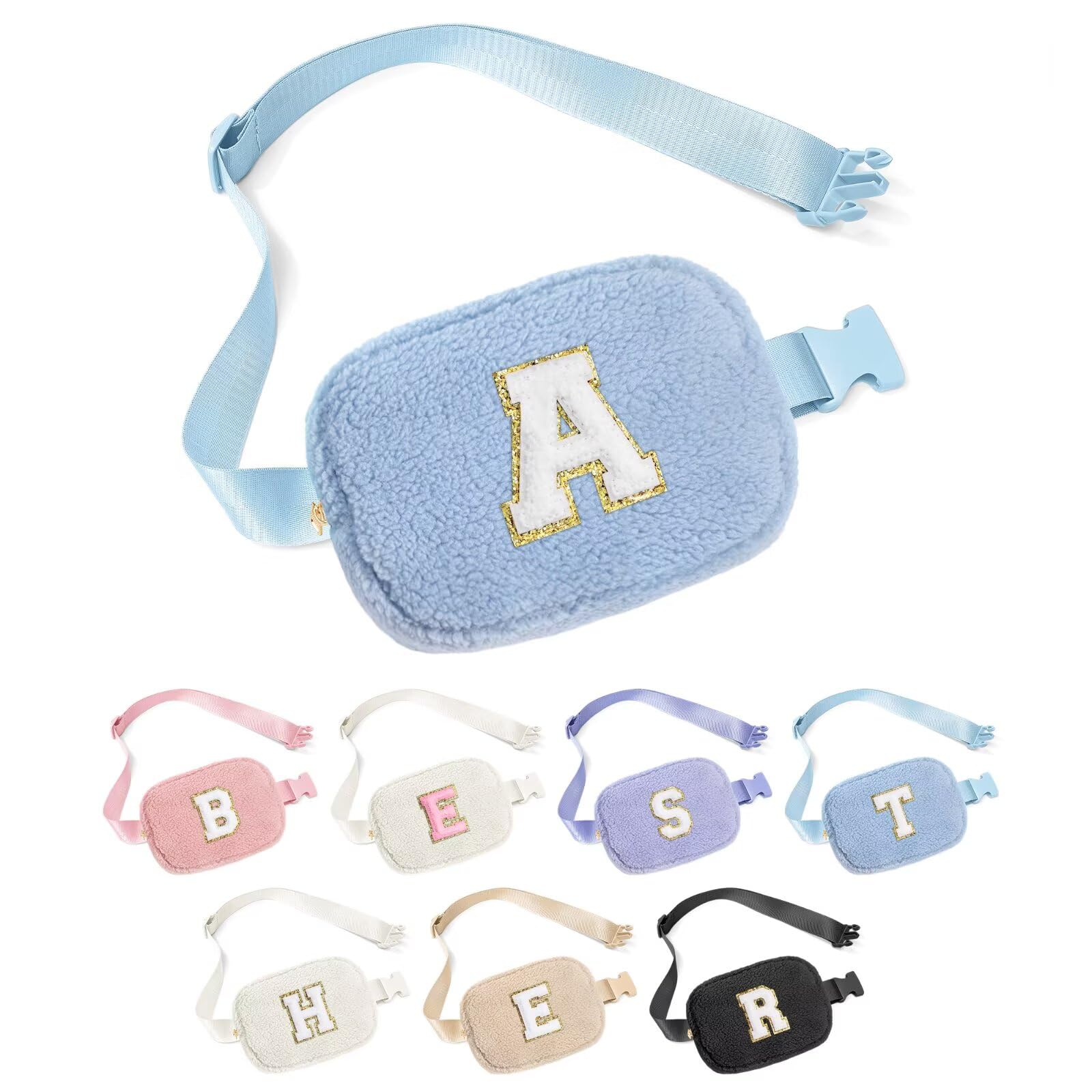 YOOLIFE Gifts for Teen Girls, Birthday Gifts for Girls Women Daughter Sister Friends Mom, Initial Crossbody Bag Belt Bag Fanny Pack, Blue A