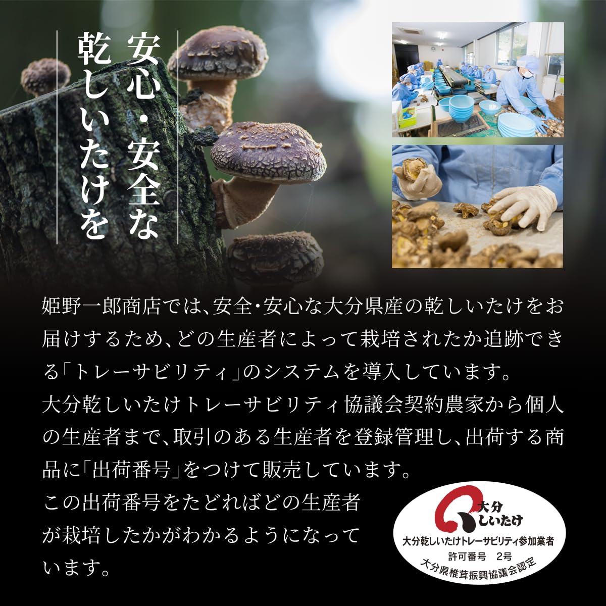 Amazon.co.jp: 姫野一郎商店 大容量 大葉椎茸 400g バレ 干し椎茸 国産
