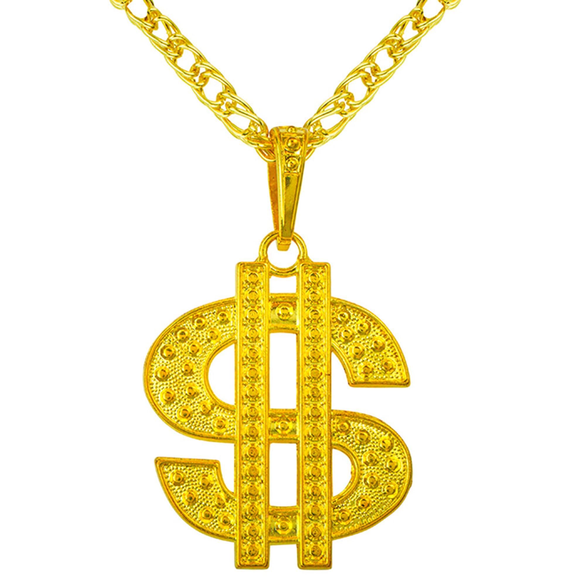 W WIDMANN MILANO Party Fashion - Dollar necklace, chain with rhinestones, gold, accessory for carnival costumes