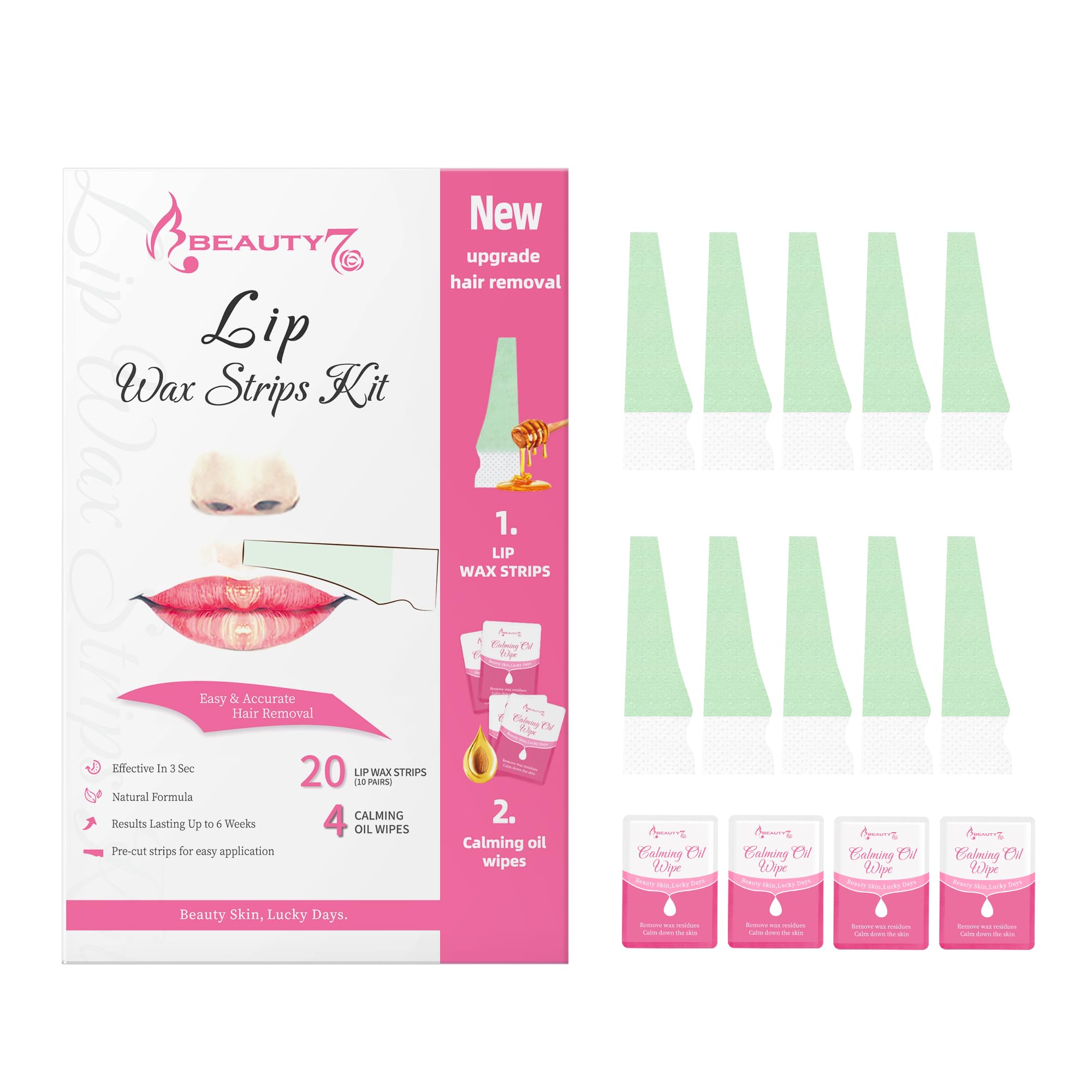 Sponsored Ad - Lip Wax Strips Kit, Facial Wax Strips- 20 pcs Waxing+ 4 Soothing Oil Wipes for Facial Hair Removal, Ideal for All Skin Types for Women