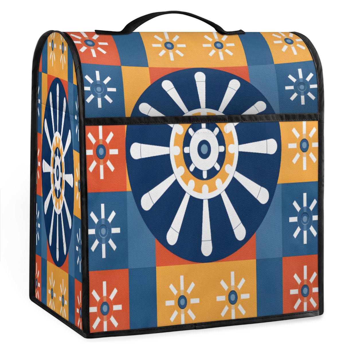 Coffee Maker Cover Geometry Rudder Kitchen Appliance Covers Small Appliance Covers Blender Cover Juicer Cover Dust Covers for Kitchen Appliances with Top Handle and Pockets,Washable,C683