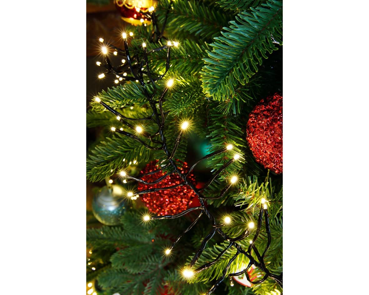 Lumineo Cluster-Lichterkette 1128 LED, 10 m – warmweiß, dimmbar mit Timer, energiesparend, wetterfest IP44, 5 m Zuleitung – Weihnachtsbeleuchtung für Innen & Außen