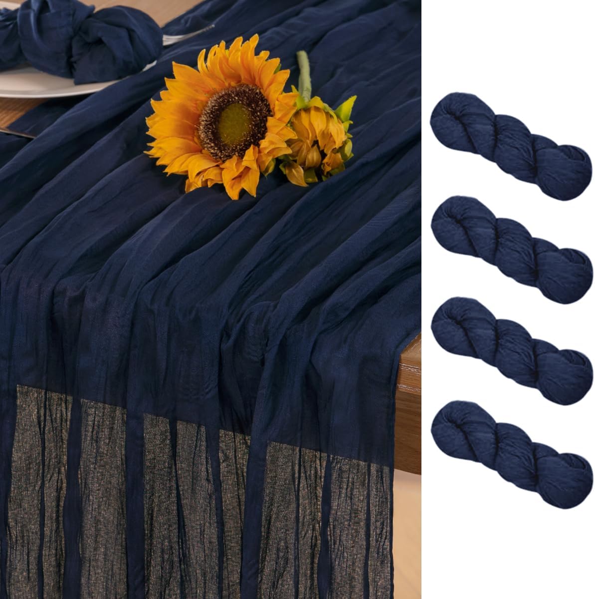 Navy Blue Cheesecloth Table Runner 20Pack Fall Table Runners Boho Gauze 120 Inches Navy Cheese Cloth Fall Table Decorations for Thanksgiving Wedding Bridal Baby Shower Party Christmas Dinner Navy Blue 20Pack