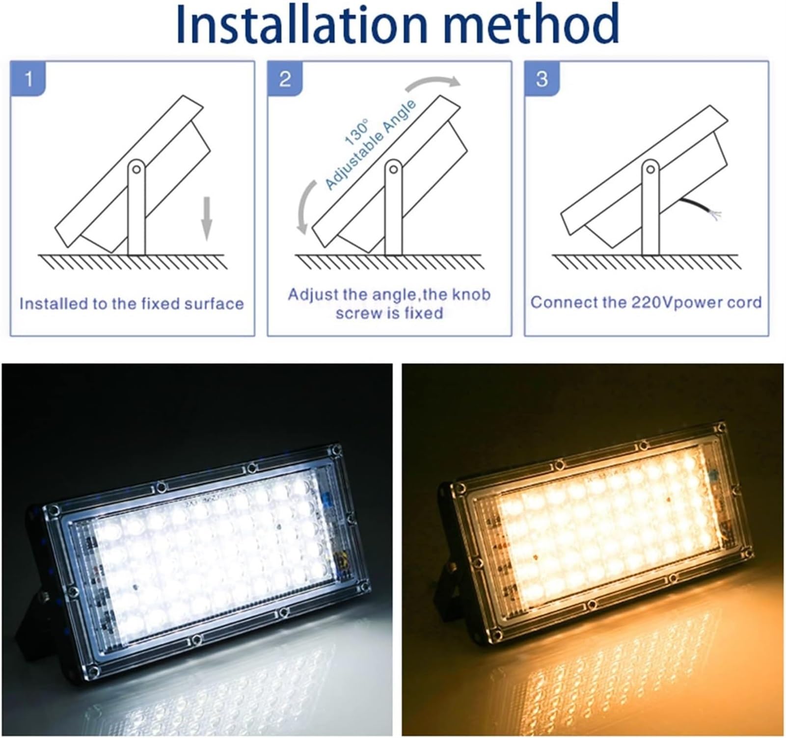 lampy solarne, Projektor do lampy ulicznej LED, zewnętrzny, IP65, ogrodu, na podwórko, garażu, drzwi(Flood Light X 1,WHITE 100W)