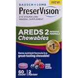 PreserVision AREDS 2 Eye Vitamins, #1 Eye Doctor Recommended Brand, Chewable Lutein and Zeaxanthin Supplement with Vitamin C, Vitamin E,Zinc, and Copper, Mixed Berry, 60 Tablets