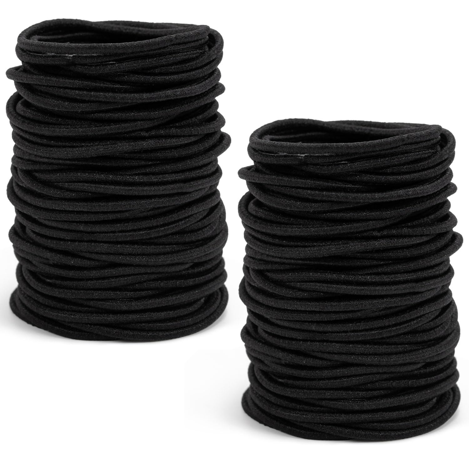 Zouwel Black Hair Bands, 300 PCS Black Hair Bobbles for Women Girls 4mm Elastic Hairs Band Ties No Damage Bobbles for Thick Thin Hairs