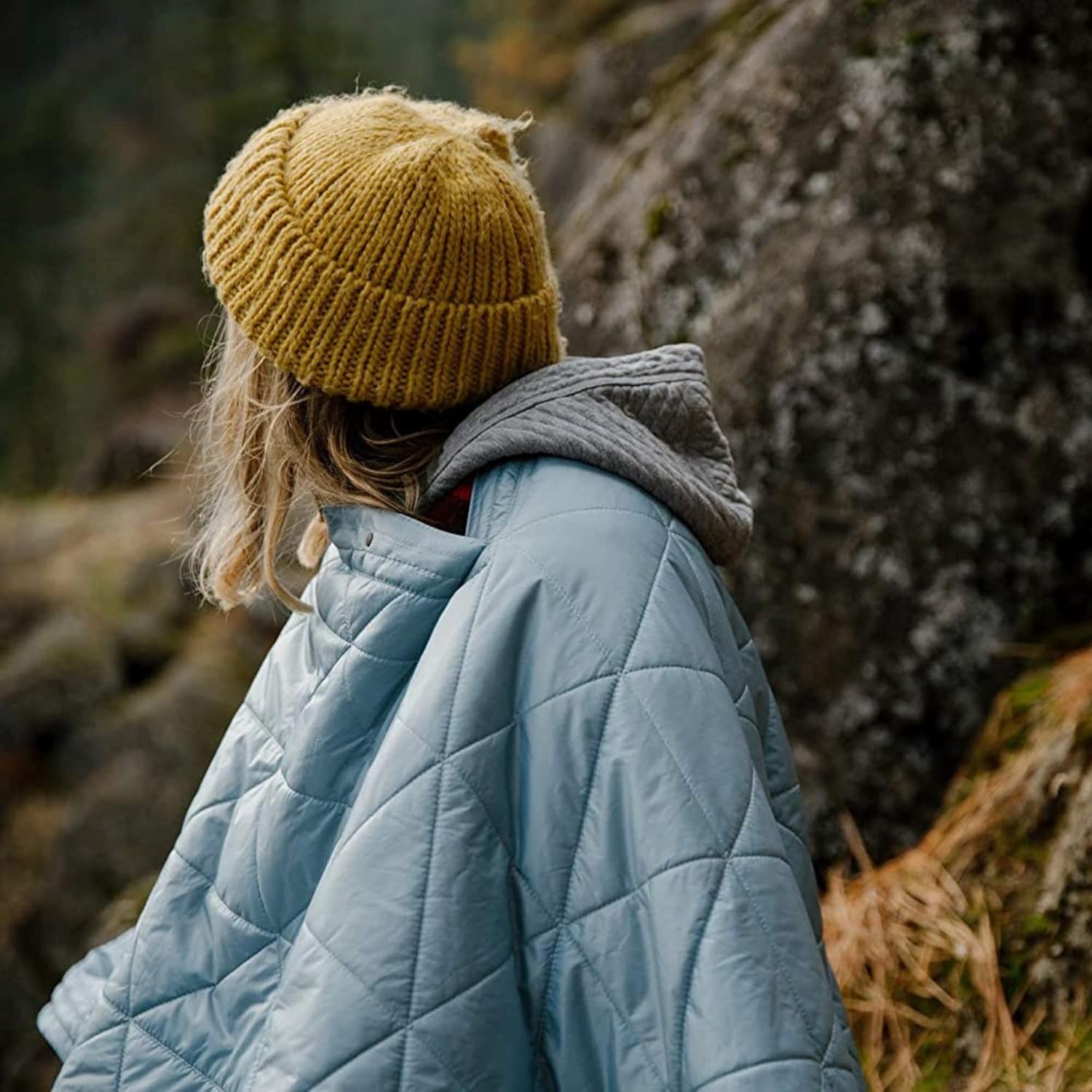 KAMMOK Field Blanket - Microfleece, Water Resistant, Portable, Durable, Indoor/Outdoor Camp Blanket (84 in × 50 in) - Mist Blue