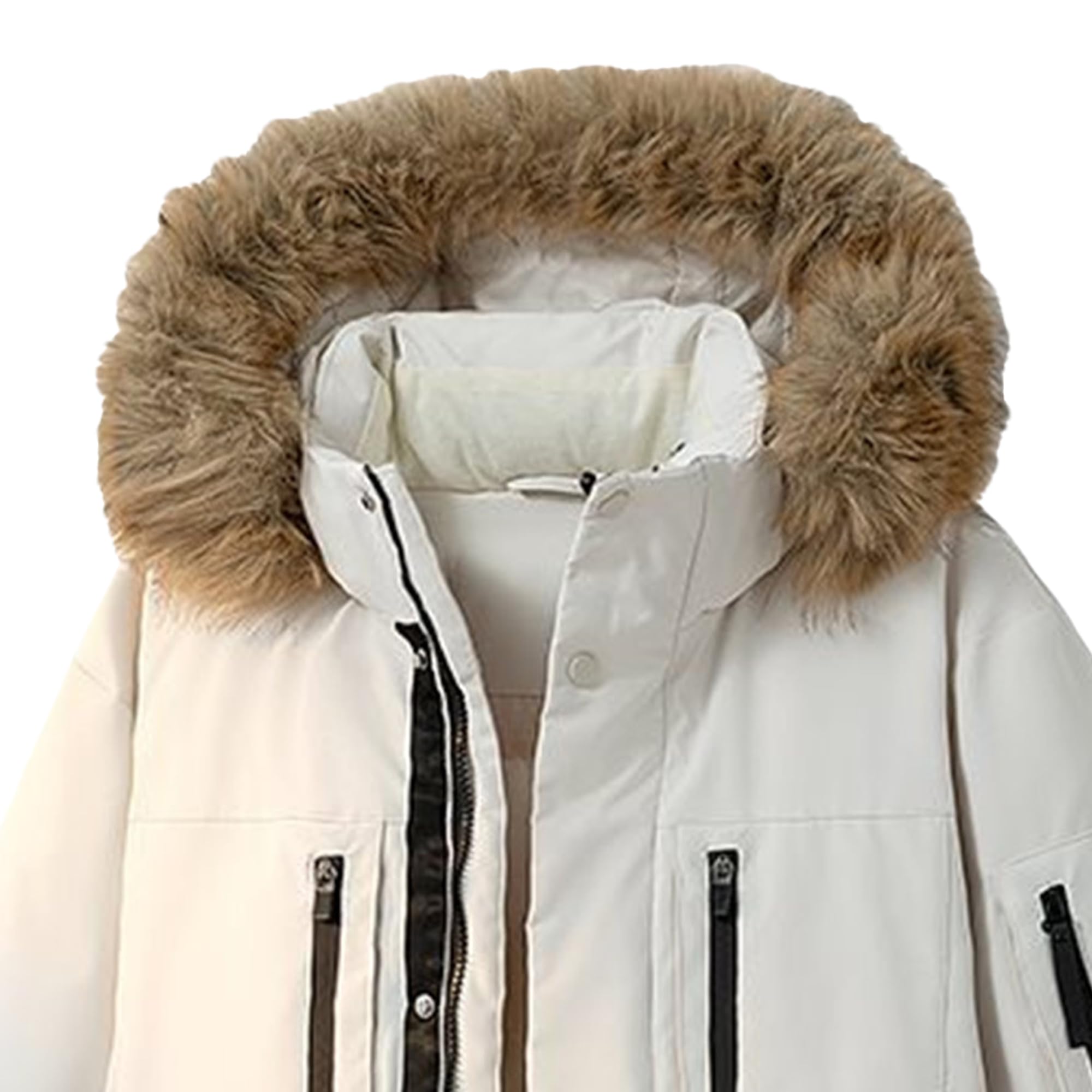 Piumino da uomo con cappuccio di media lunghezza con cappuccio giacca invernale termica isolante da uomo con cappuccio in pelliccia sintetica