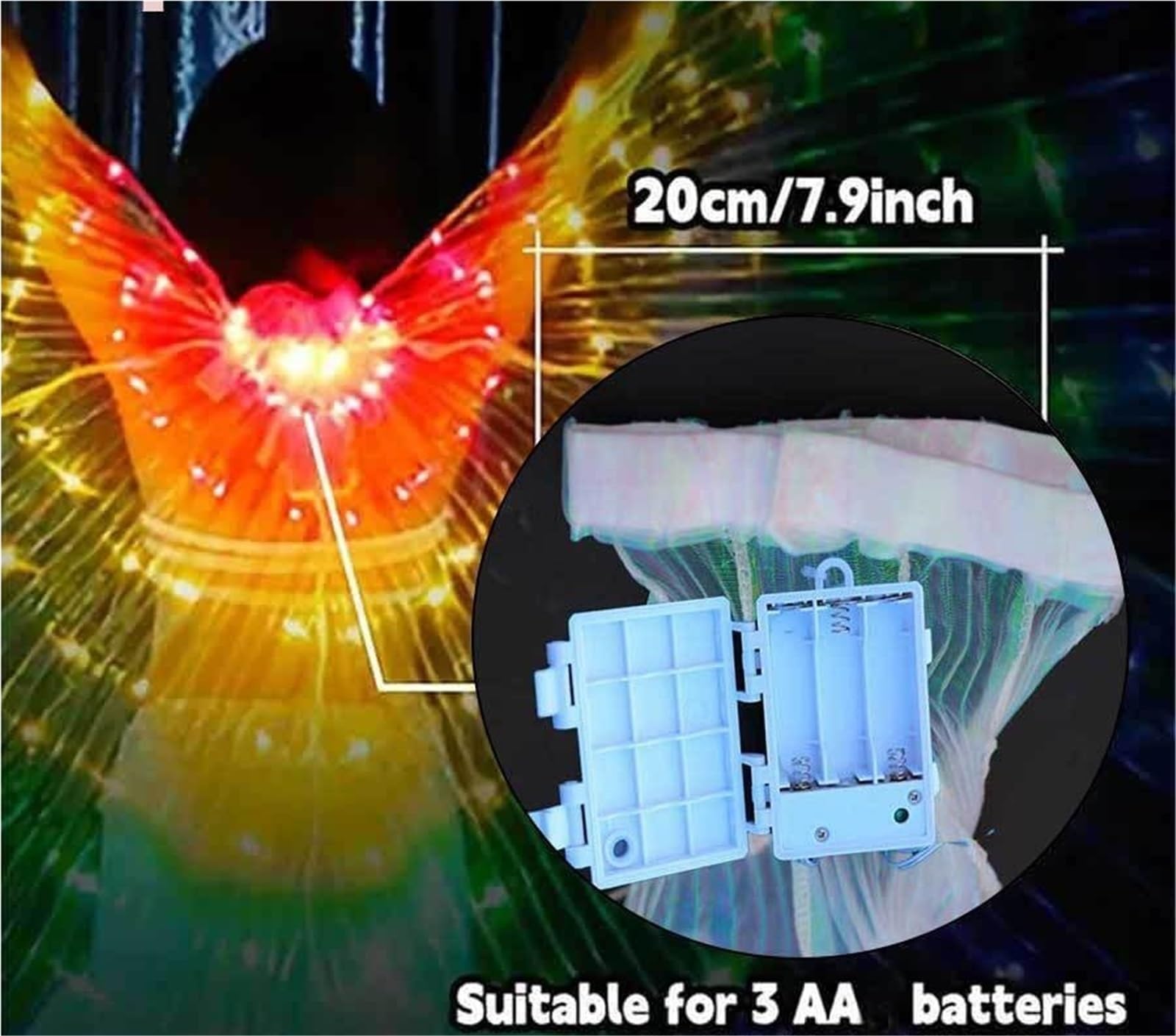 Leuchtende LED-Flügel für Kinder – bunte Bühnenaufführung, Rückendekoration mit Lichtern
