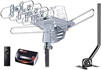 PBD 150 Mile Amplified Outdoor HDTV Antenna - 360° Motorized Rotation, Remote Control, 40FT RG6 Cable, Dual Outputs, 4K/1080P UHF/VHF Ready