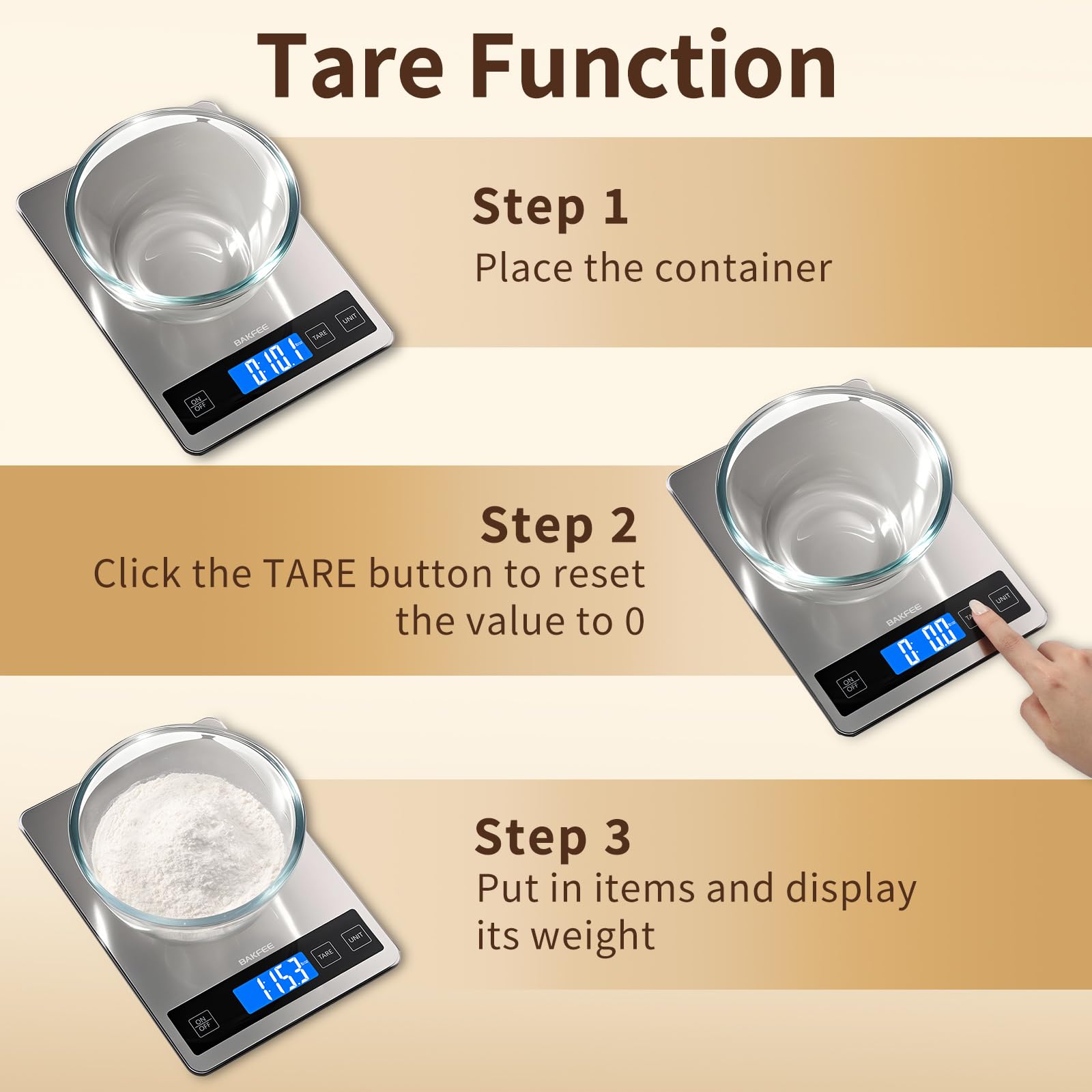 Digitale Küchenwaage mit gehärtetem Glas und Edelstahl-Oberfläche, 1 g / 0,1 oz Lebensmittelwaage mit Hintergrundbeleuchtung, AAA-Batterien, zum Backen, Herstellung von Sauerteigbrot