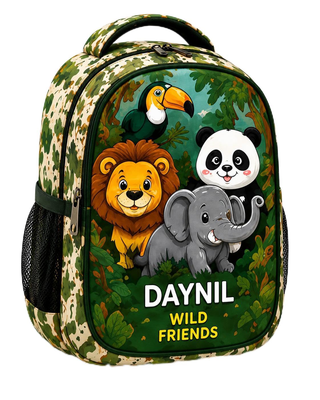 Jungle Friends Kids School Bag 18 Inch | 3 Compartment School Backpack | Water-Resistant for Boys & Girls | Heavy Padding & 2 Side Bottle Net Pockets-image-32