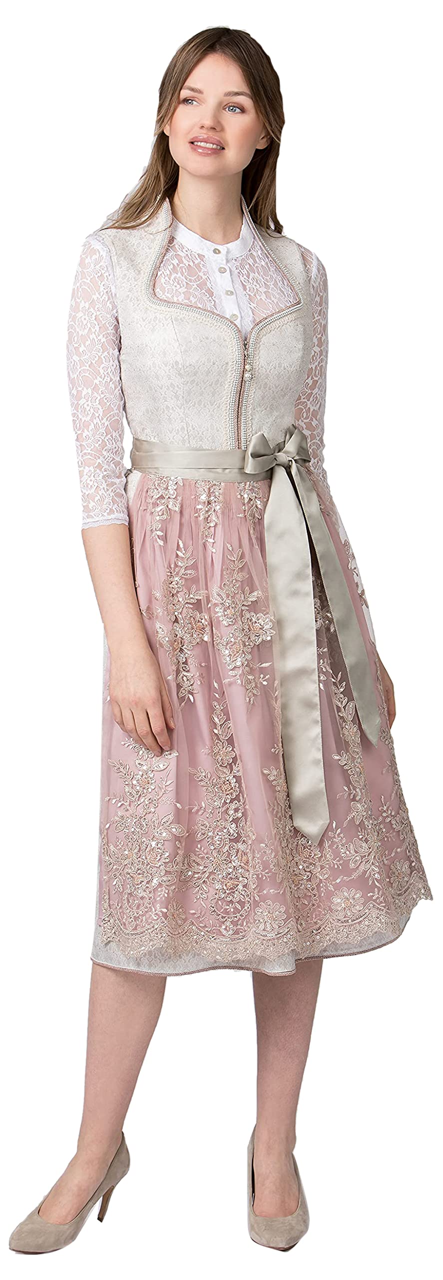 Stockerpoint Livinia Women's Dirndl Dress for Special Occasions, Taupe, 6